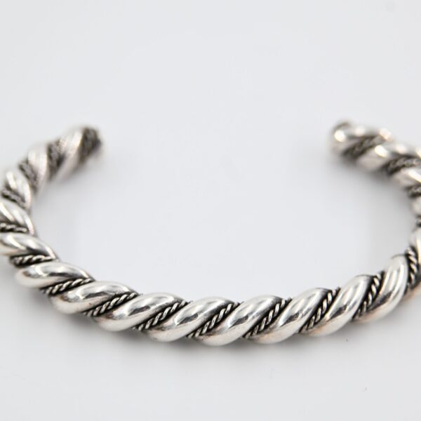 Sterling Silver Twisted Rope Cable Cuff Bracelet