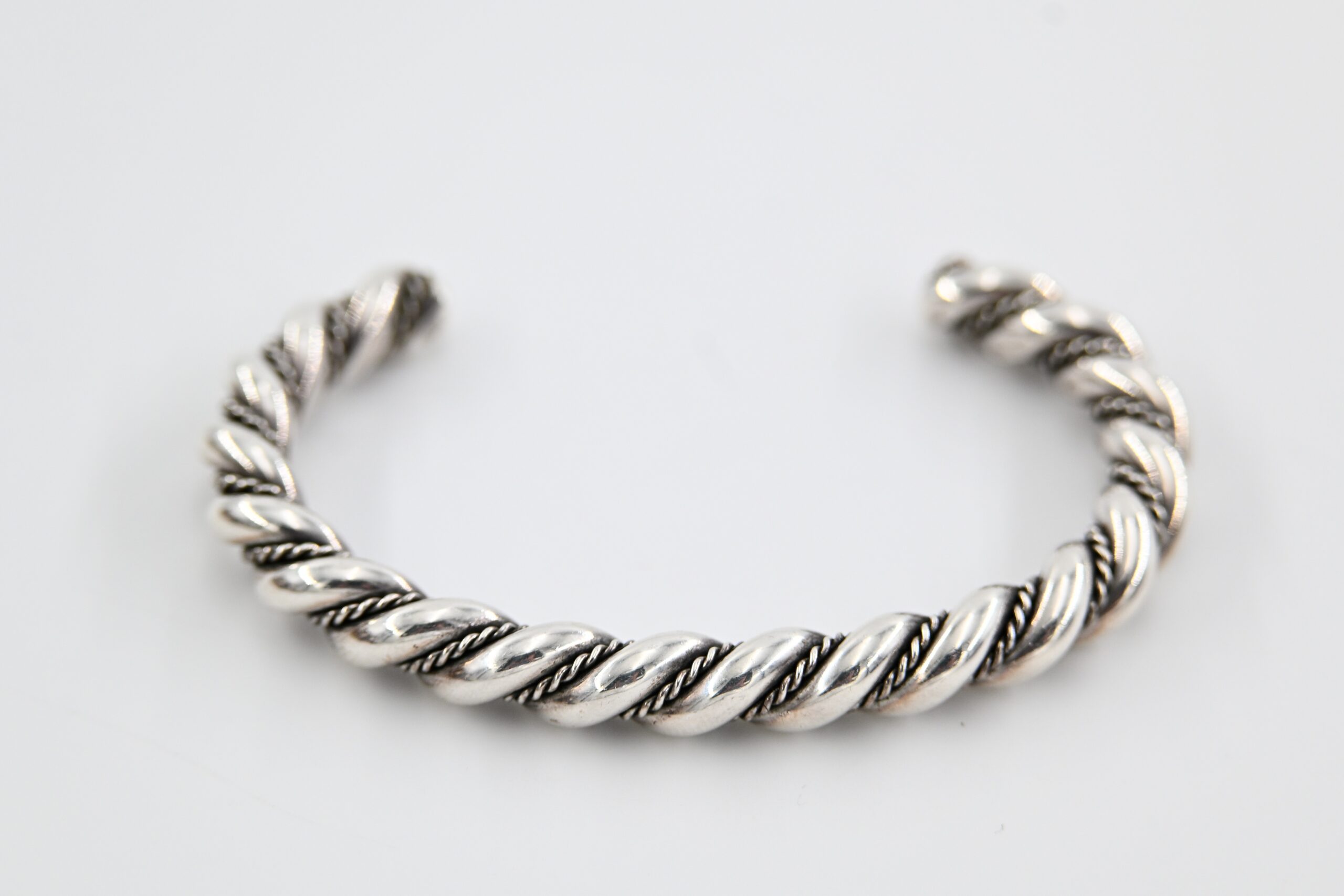 Sterling Silver Twisted Rope Cable Cuff Bracelet