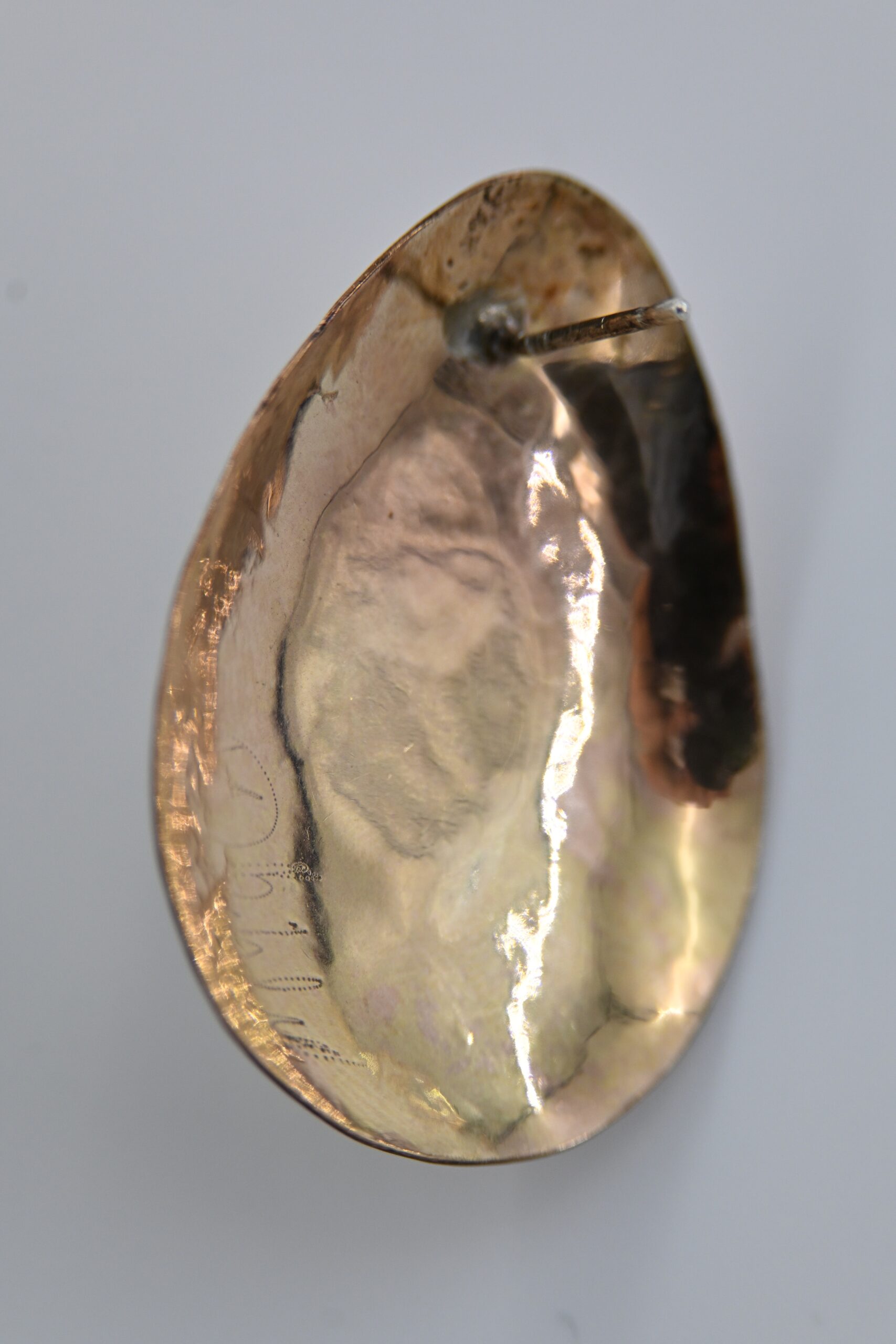 Hand-Hammered Mixed Metal Mabe Pearl Statement Earrings - Image 4