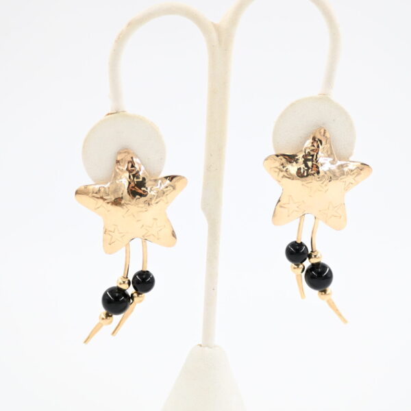 Ladda Bihler 14K Gold Filled Hammered Fish Earrings with Aurora Borealis Crystal Beads