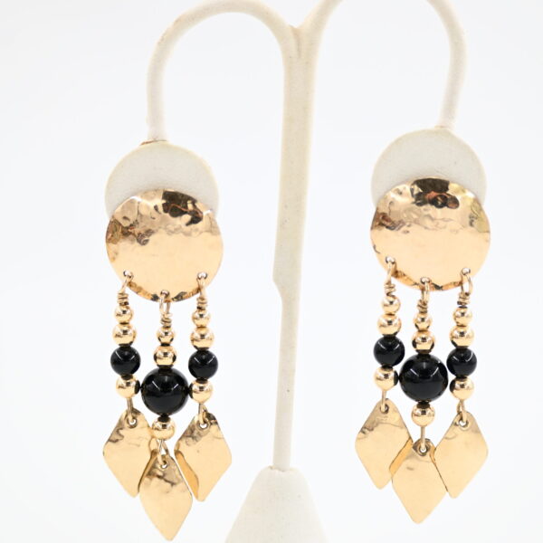 Ladda Bihler 14K Gold Filled Chandelier Earrings with Black Onyx Beads