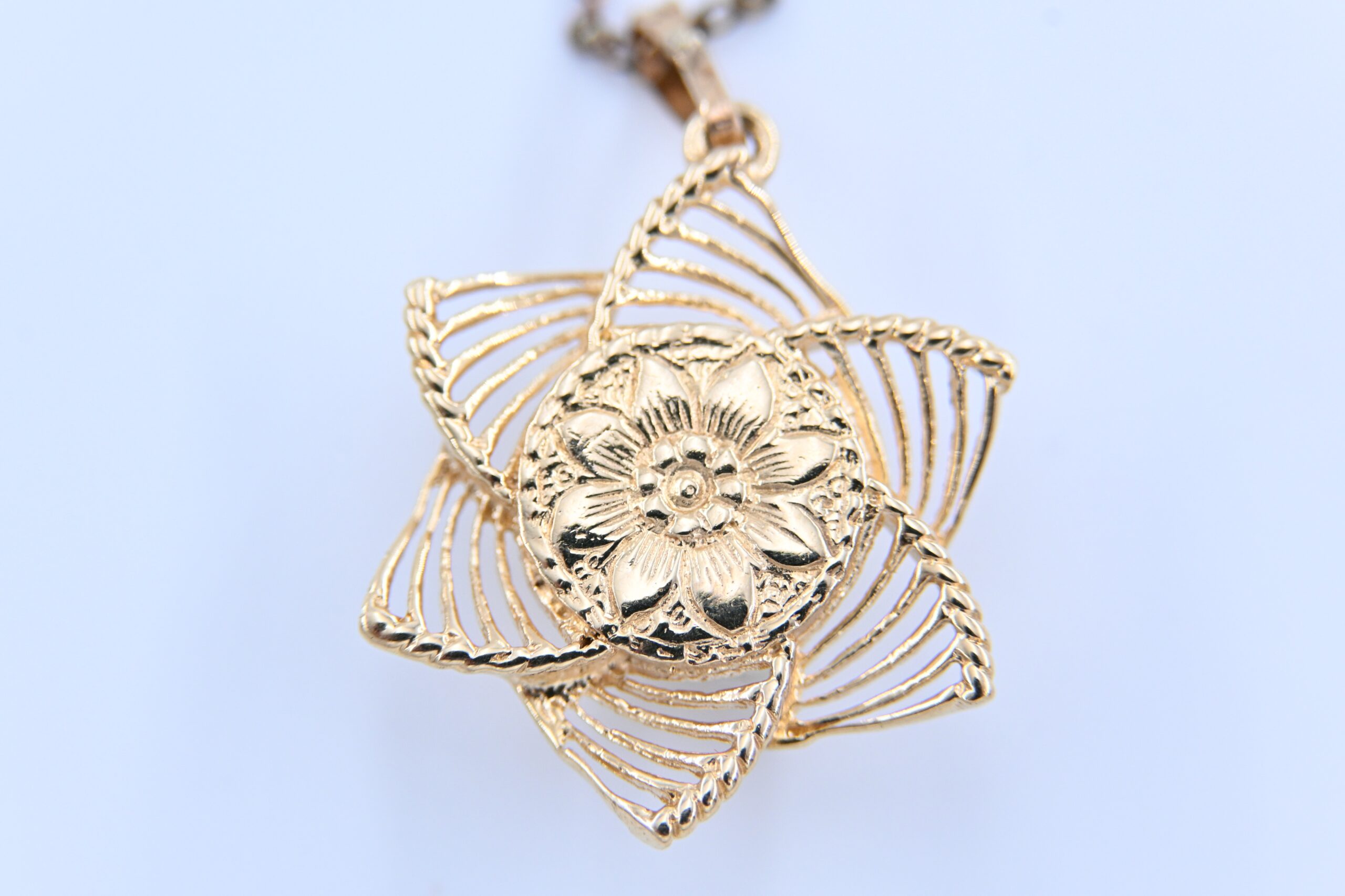 14k Yellow Gold Six-Point Star Pendant with Pearls and Ruby on Gold Filled Chain - Image 3