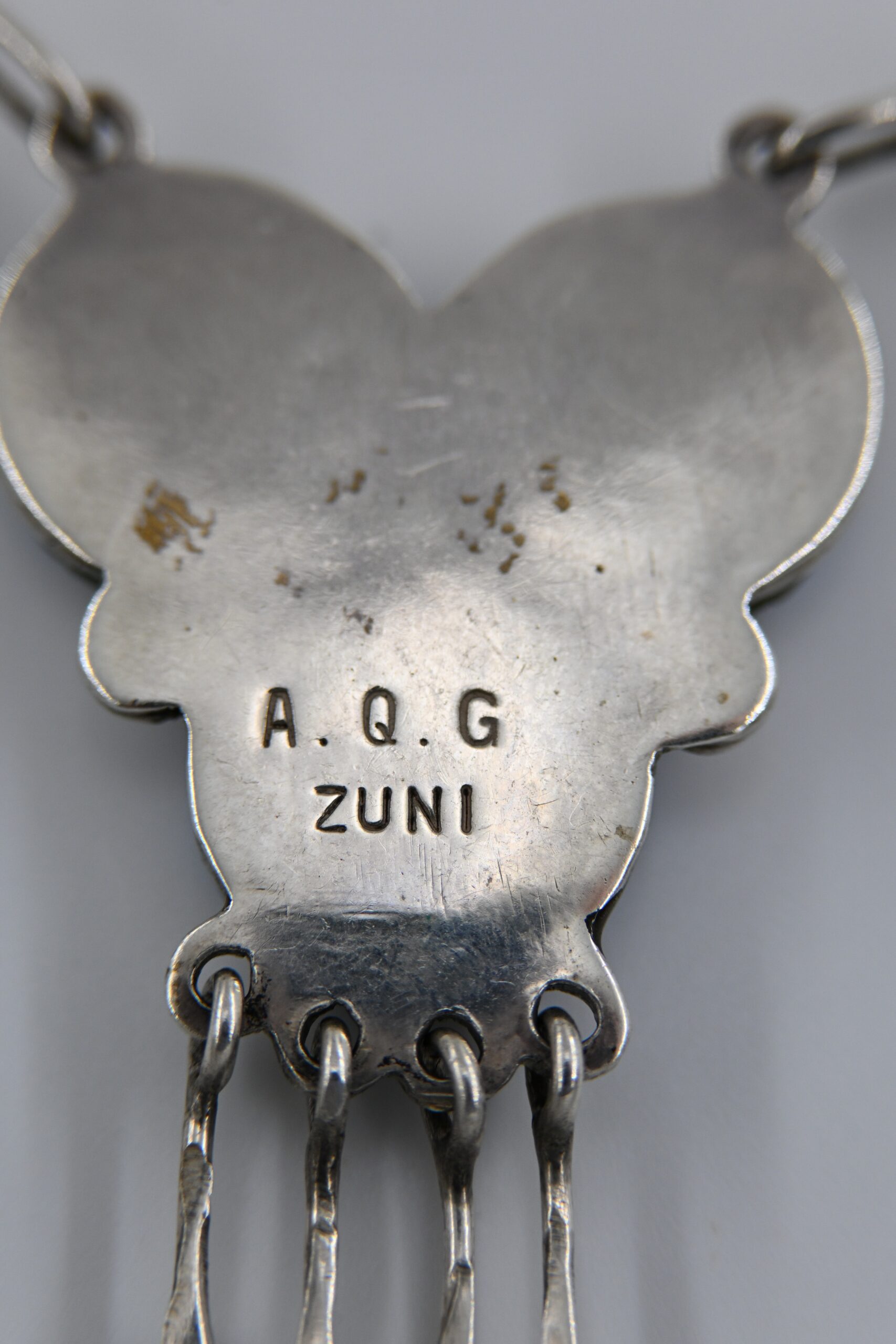Important Annie Quam Gasper Zuni Sterling Silver Turquoise Inlay Necklace - Image 5