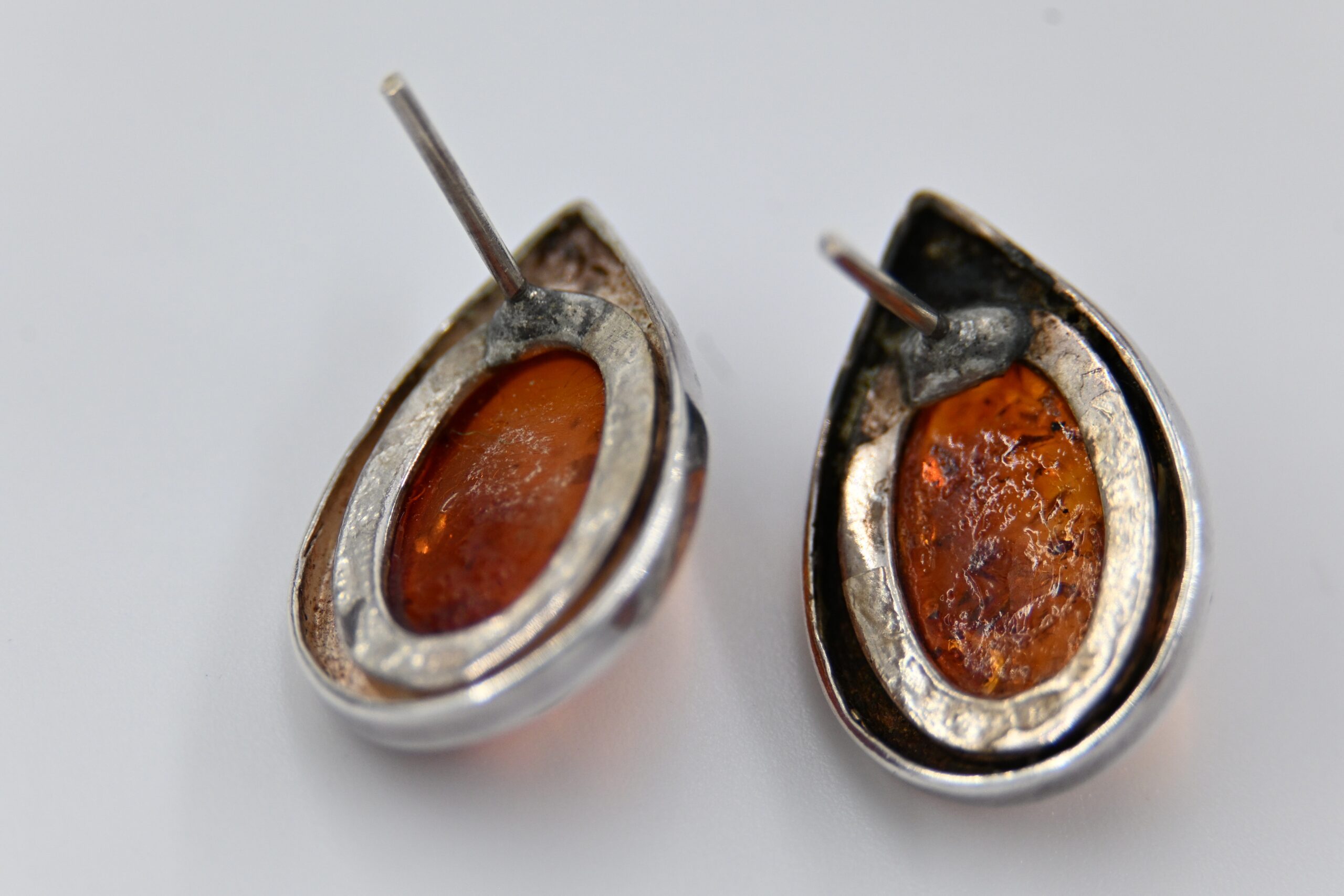 Baltic Amber Sterling Silver Suite with Earrings, Ring, and Floral Pendant Cord Necklace - Image 6