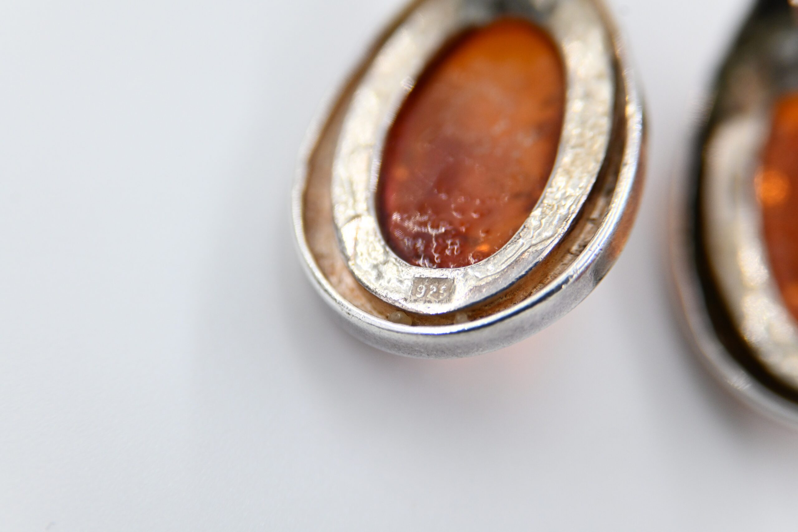 Baltic Amber Sterling Silver Suite with Earrings, Ring, and Floral Pendant Cord Necklace - Image 7