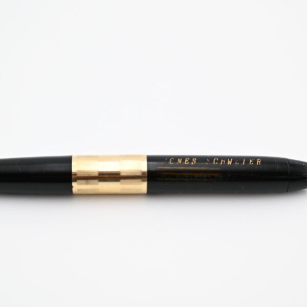 Vintage Black Sheaffer-Style Fountain Pen with Gold-Filled Cap and Personalized Engraving