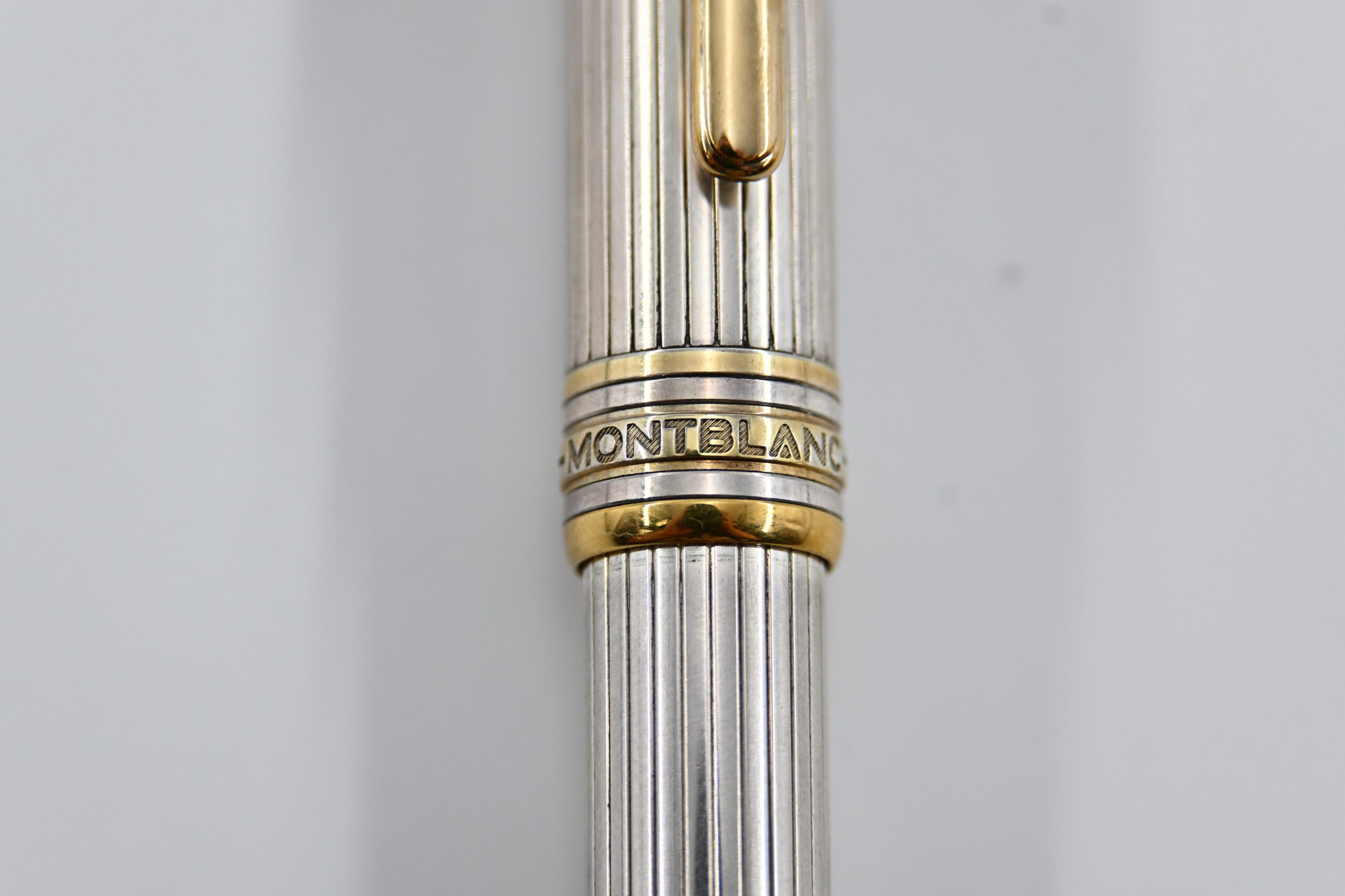 Montblanc Meisterstuck Solitaire Sterling Silver Pinstripe Fountain Pen with Gold-Plated Trim - Image 4