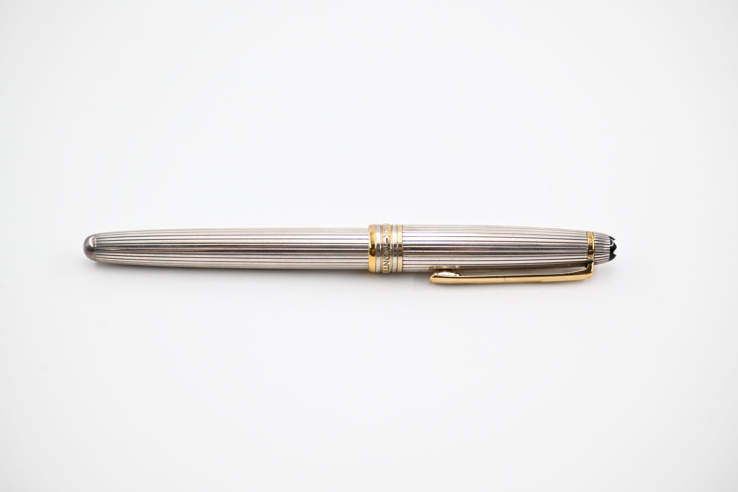 Montblanc Meisterstuck Solitaire Sterling Silver Pinstripe Fountain Pen with Gold-Plated Trim