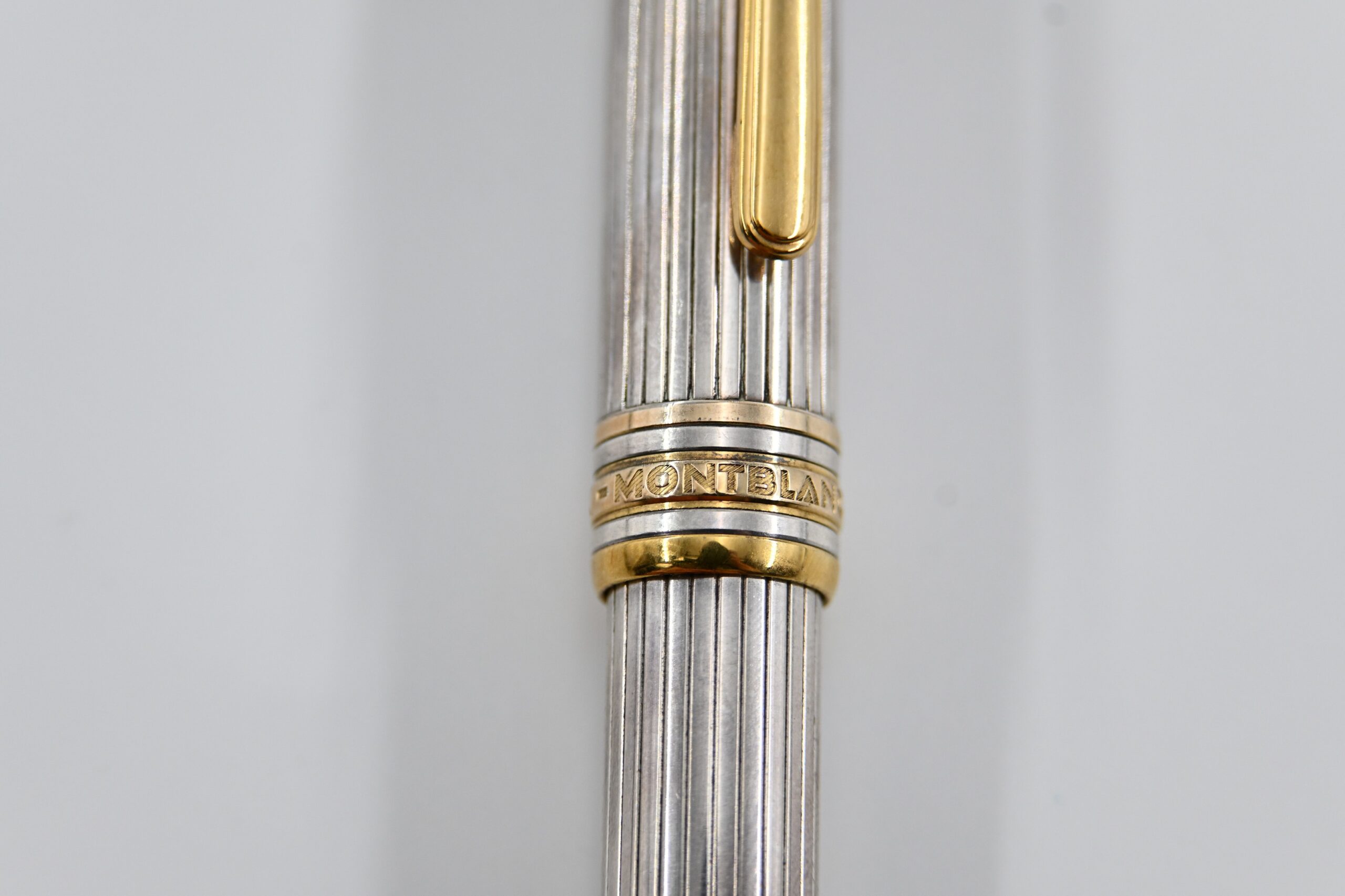 Montblanc Meisterstuck Solitaire Sterling Silver Pinstripe Ballpoint Pen with Gold-Plated Trim - Image 3