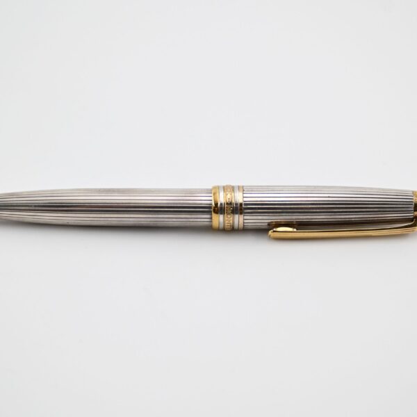 Montblanc Meisterstuck Solitaire Sterling Silver Pinstripe Ballpoint Pen with Gold-Plated Trim