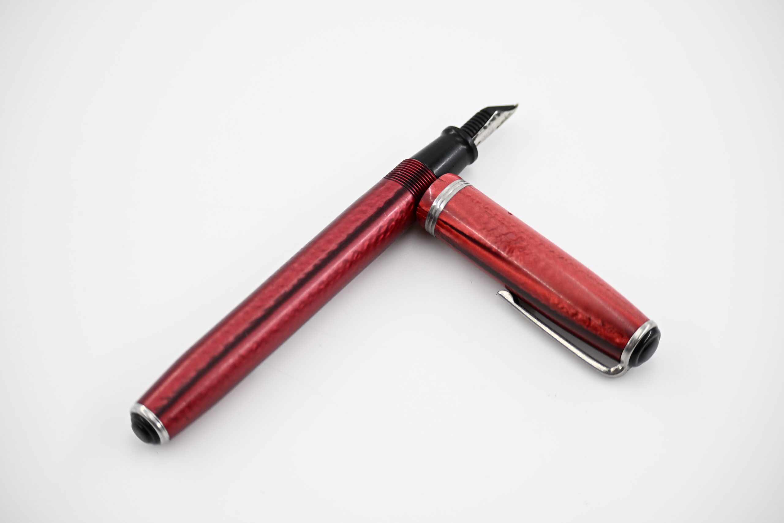 Vintage Esterbrook J-Series Lever-Fill Fountain Pen in Red Marbled Celluloid - Image 2
