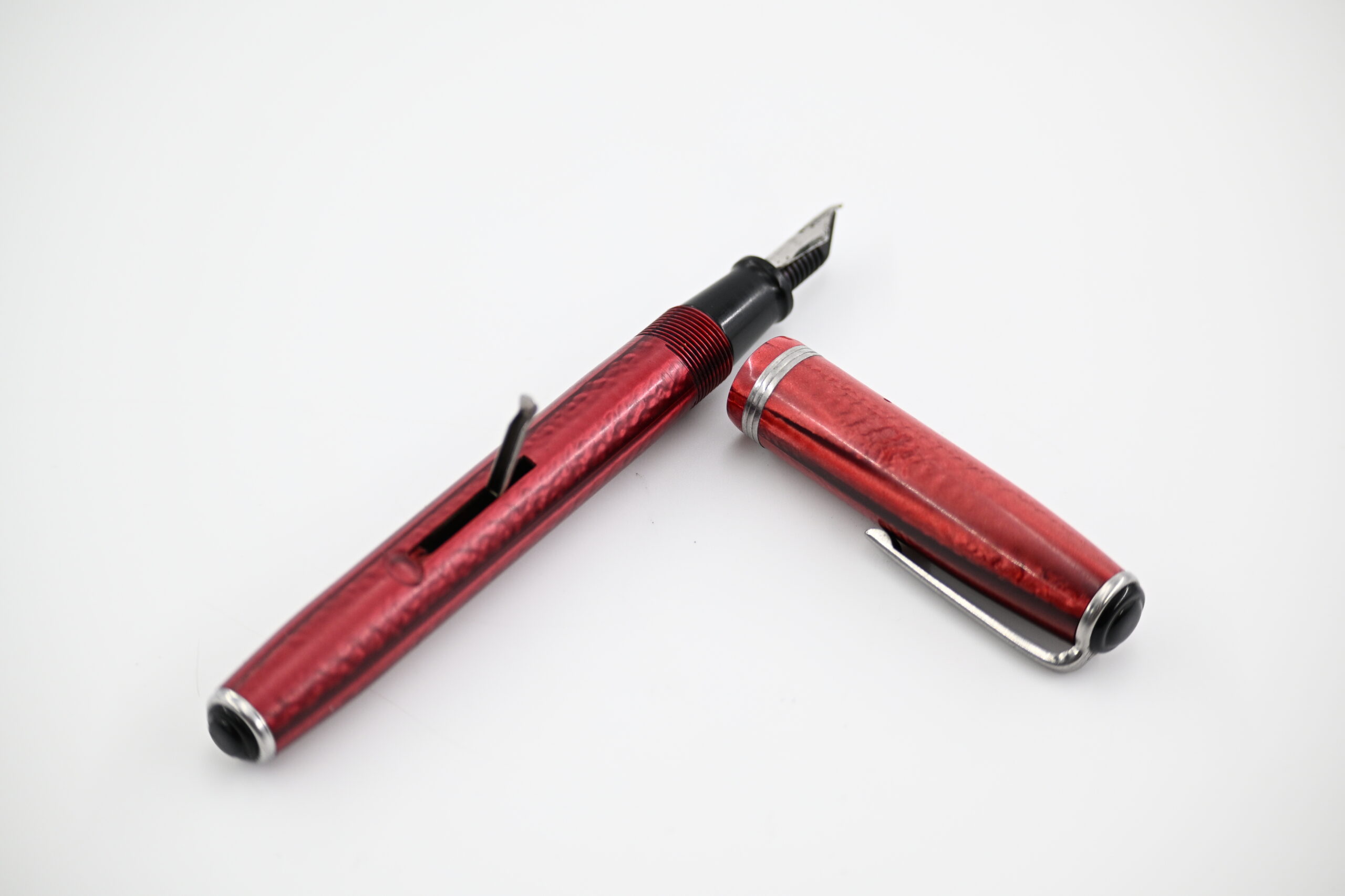 Vintage Esterbrook J-Series Lever-Fill Fountain Pen in Red Marbled Celluloid - Image 3
