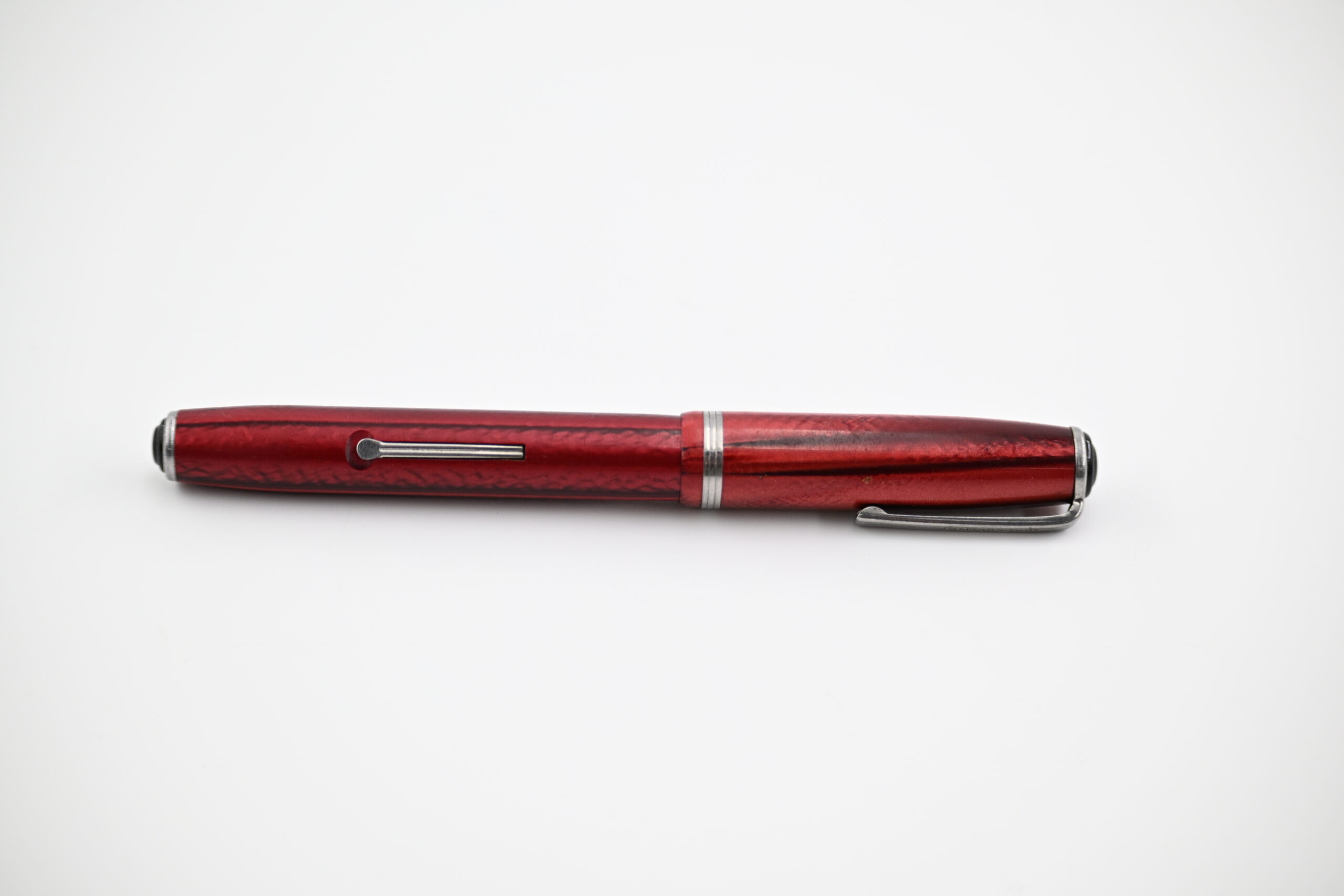 Vintage Esterbrook J-Series Lever-Fill Fountain Pen in Red Marbled Celluloid