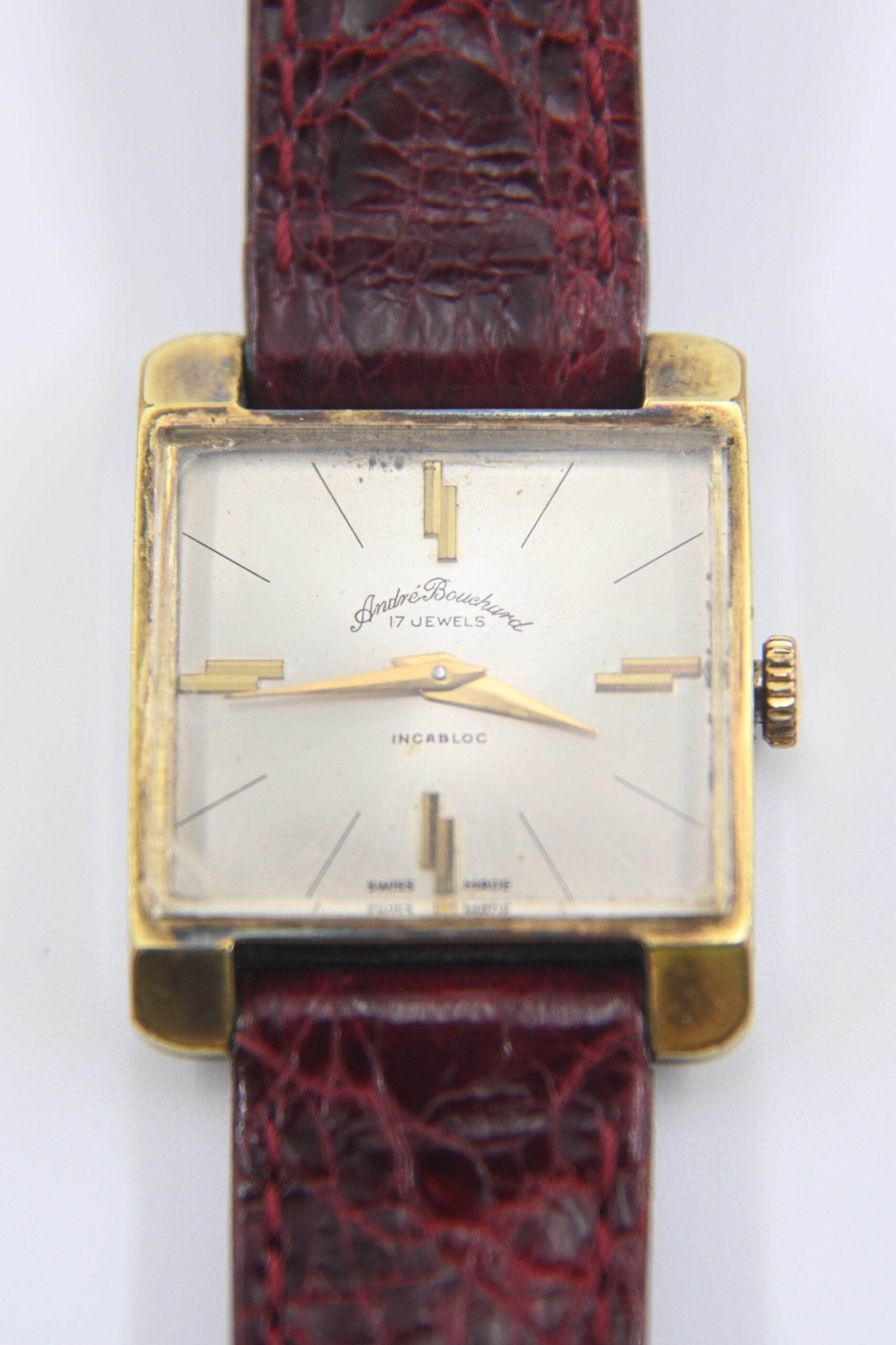 Swiss André Bouchard 17 Jewels Square Dress Watch