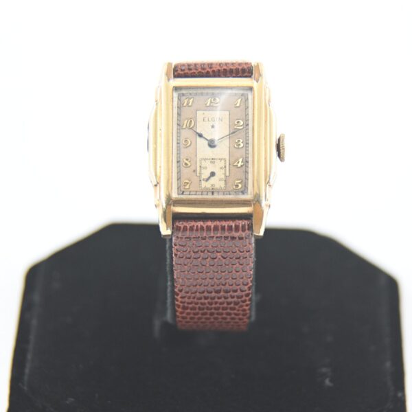 Art Deco 1930s Elgin Gold-Filled Tank Wristwatch with Sub-Seconds