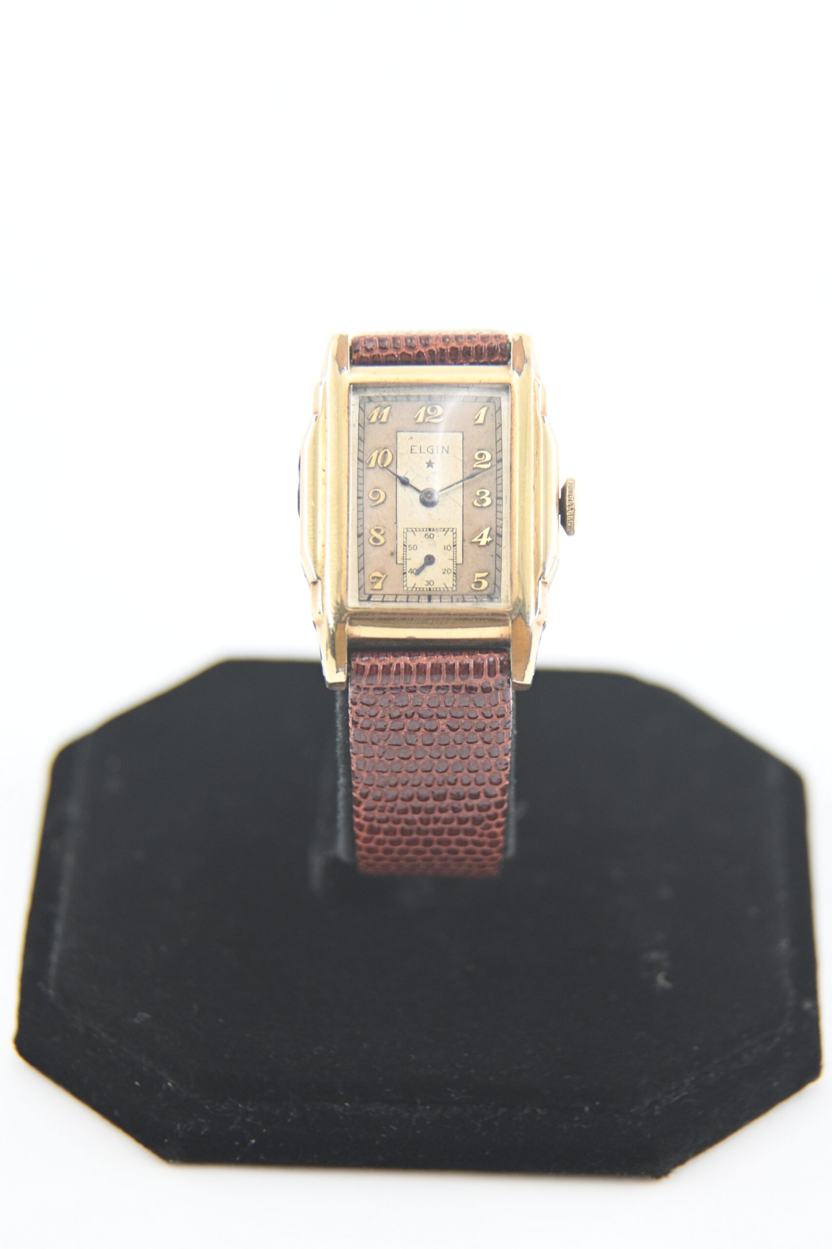 Art Deco 1930s Elgin Gold-Filled Tank Wristwatch with Sub-Seconds