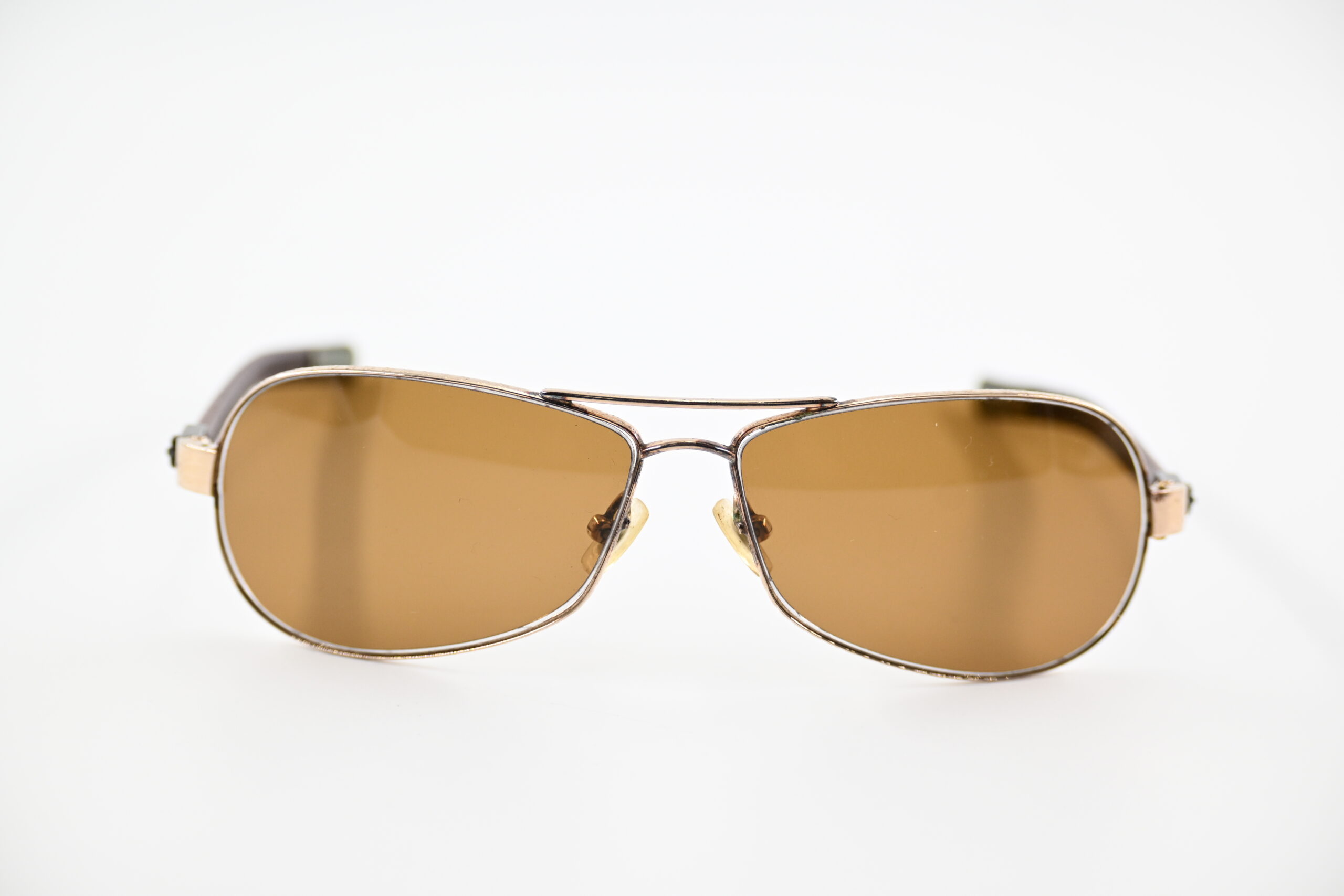 Chrome Hearts "Red Riot" Gold Plated Aviator Sunglasses with Leather Temples