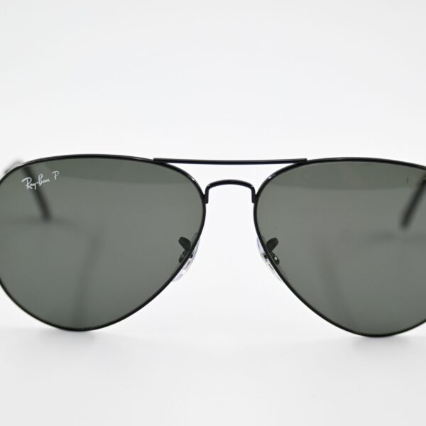 Ray-Ban Aviator Classic Black Polarized Sunglasses with Green Lenses 8
