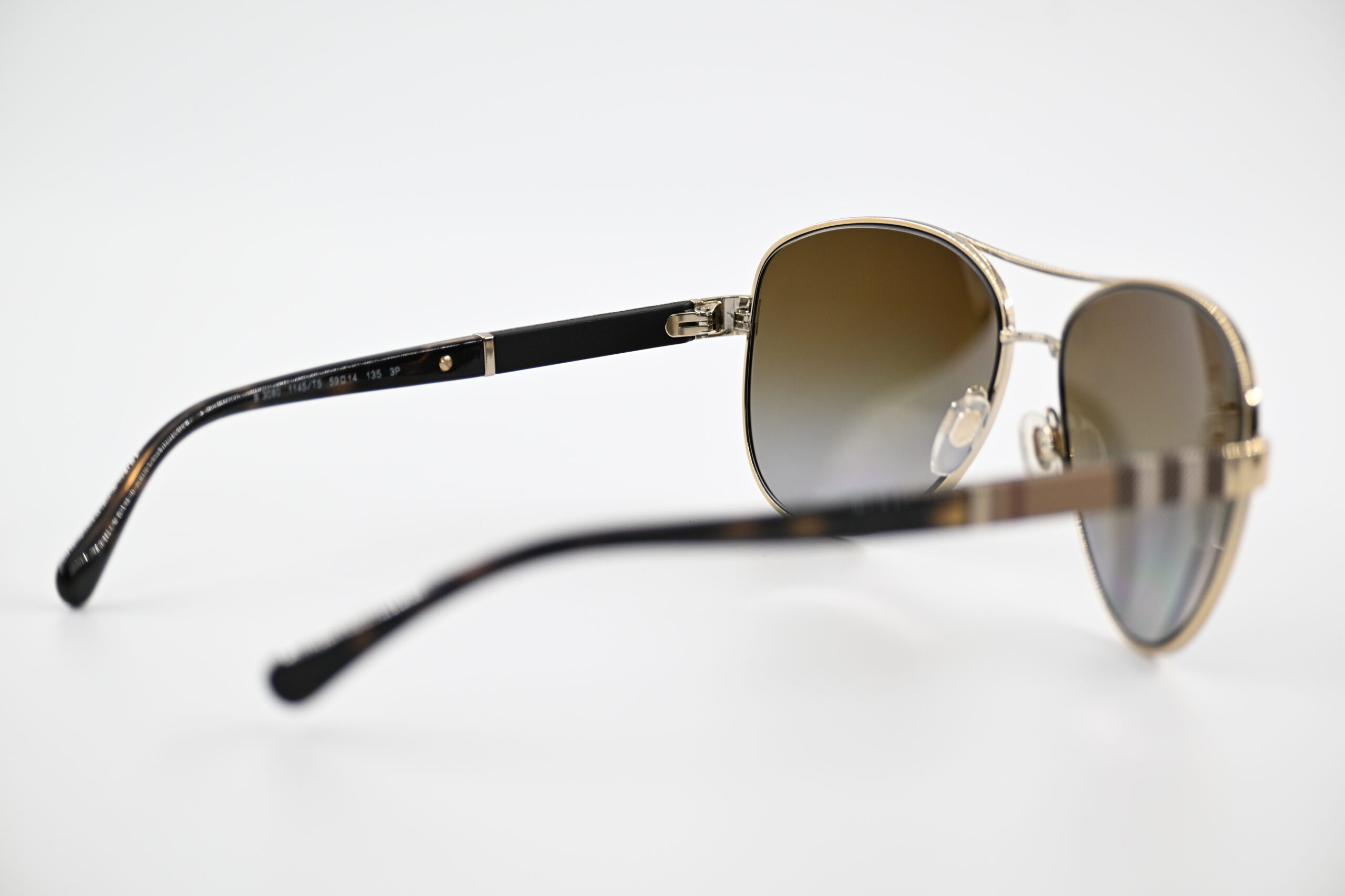 Burberry B3080 Gold Aviator Sunglasses with Nova Check Temples Polarized - Image 5