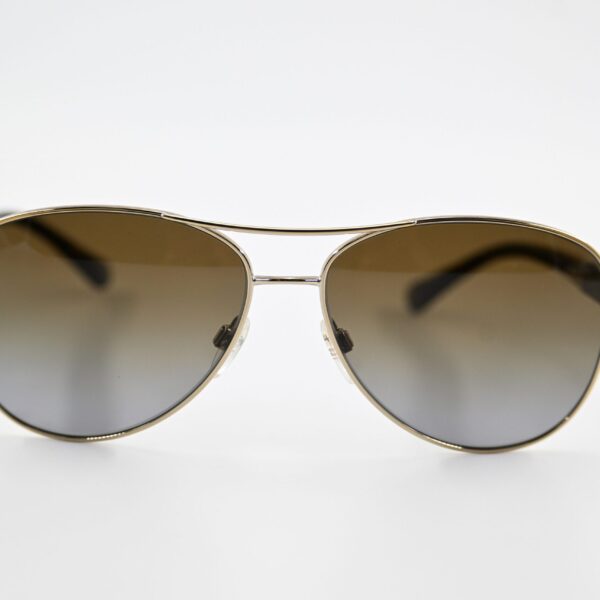 Burberry B3080 Gold Aviator Sunglasses with Nova Check Temples Polarized 6