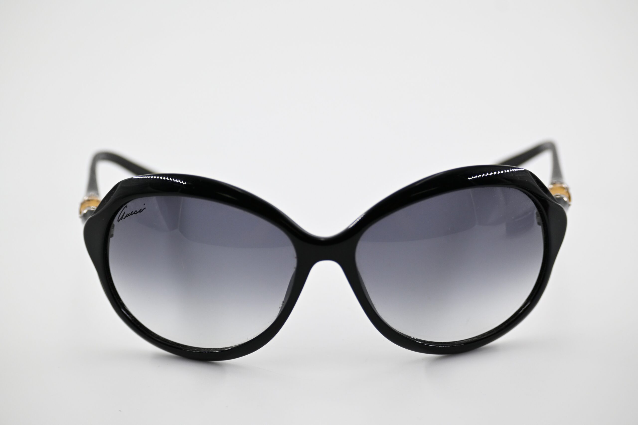 Gucci GG3131/S Black Oversized Round Sunglasses with Bamboo Detail Temples