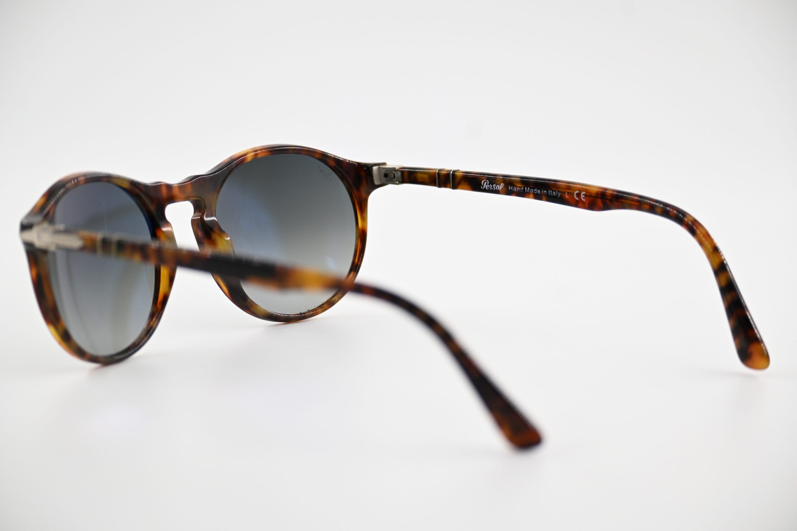 Persol Round Tortoise Sunglasses with Gray Gradient Lenses, Hand Made in Italy - Image 3