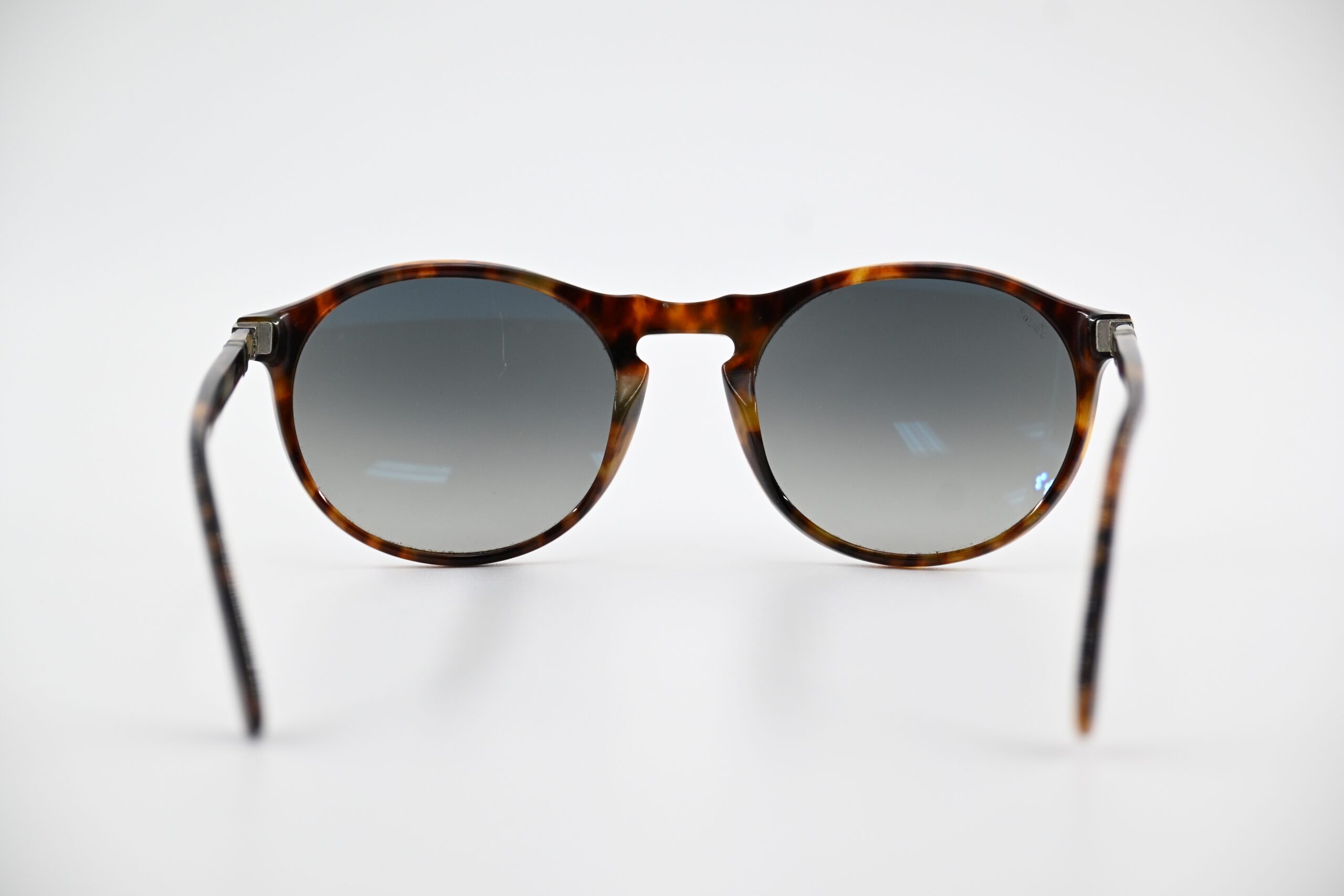 Persol Round Tortoise Sunglasses with Gray Gradient Lenses, Hand Made in Italy - Image 4