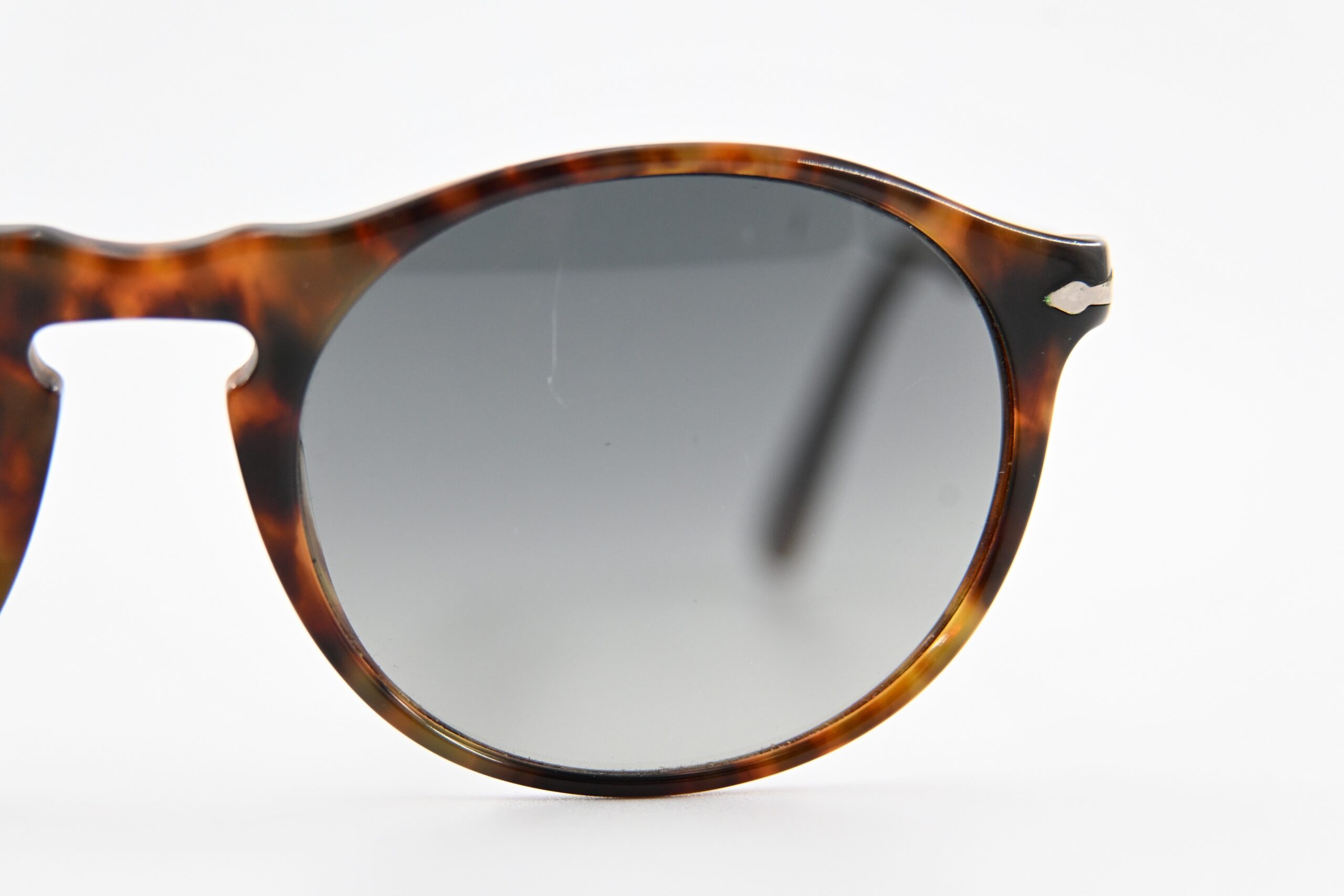 Persol Round Tortoise Sunglasses with Gray Gradient Lenses, Hand Made in Italy - Image 8
