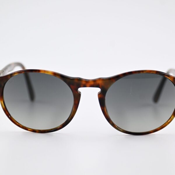 Persol Round Tortoise Sunglasses with Gray Gradient Lenses, Hand Made in Italy