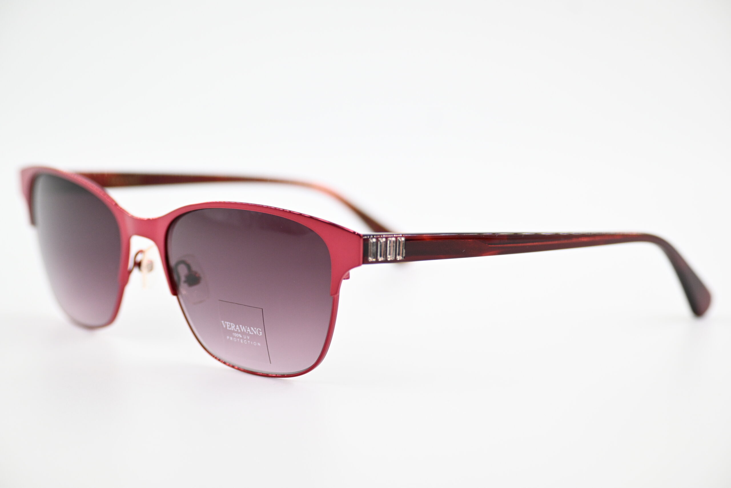 Vera Wang "Iliana" Garnet Red Browline Sunglasses with Crystal Accents - Image 2