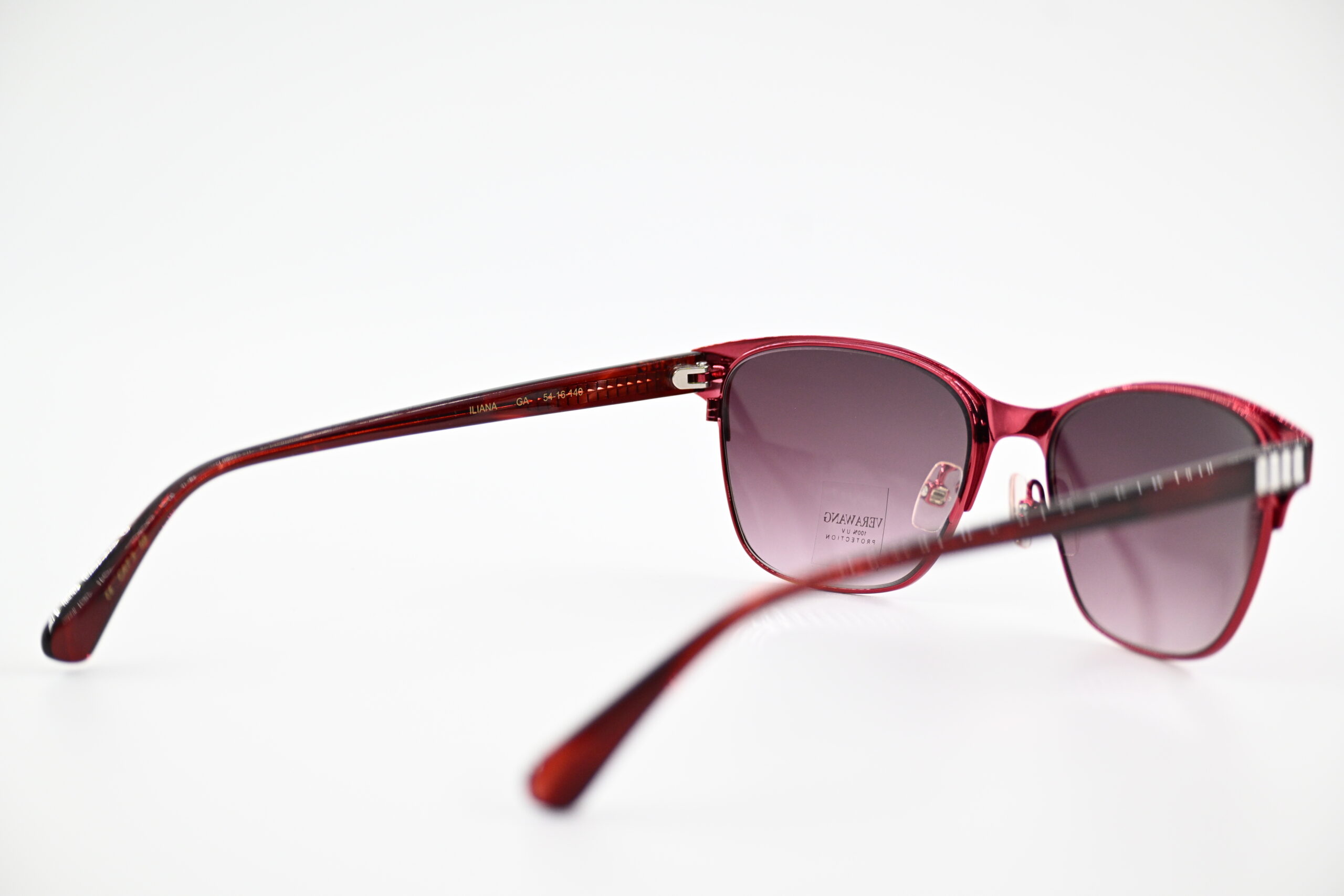 Vera Wang "Iliana" Garnet Red Browline Sunglasses with Crystal Accents - Image 5