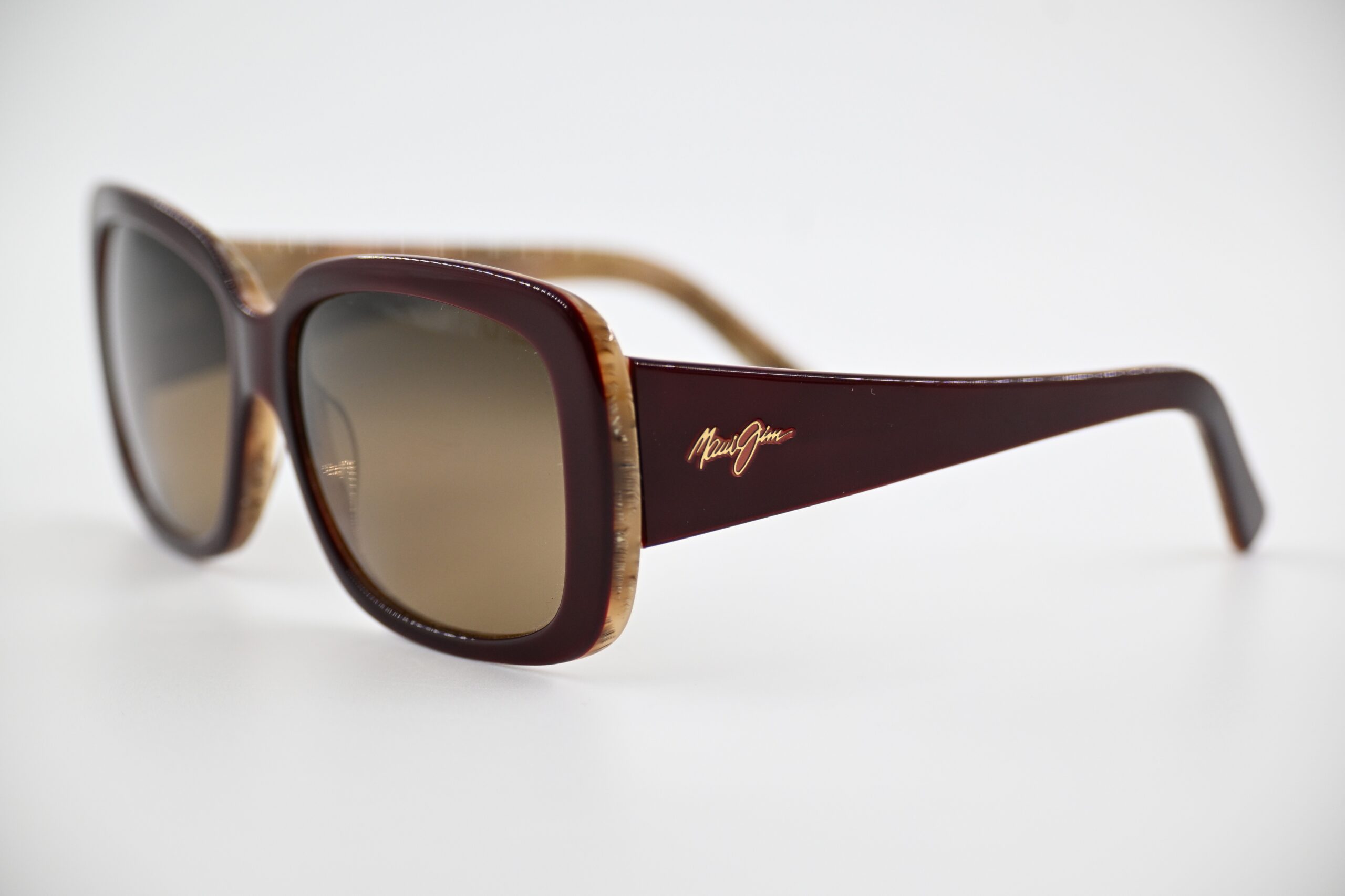 Maui Jim "Lani" MJ239-04B Sunglasses, Burgundy & Cream Layered Acetate, Made in Italy - Image 2