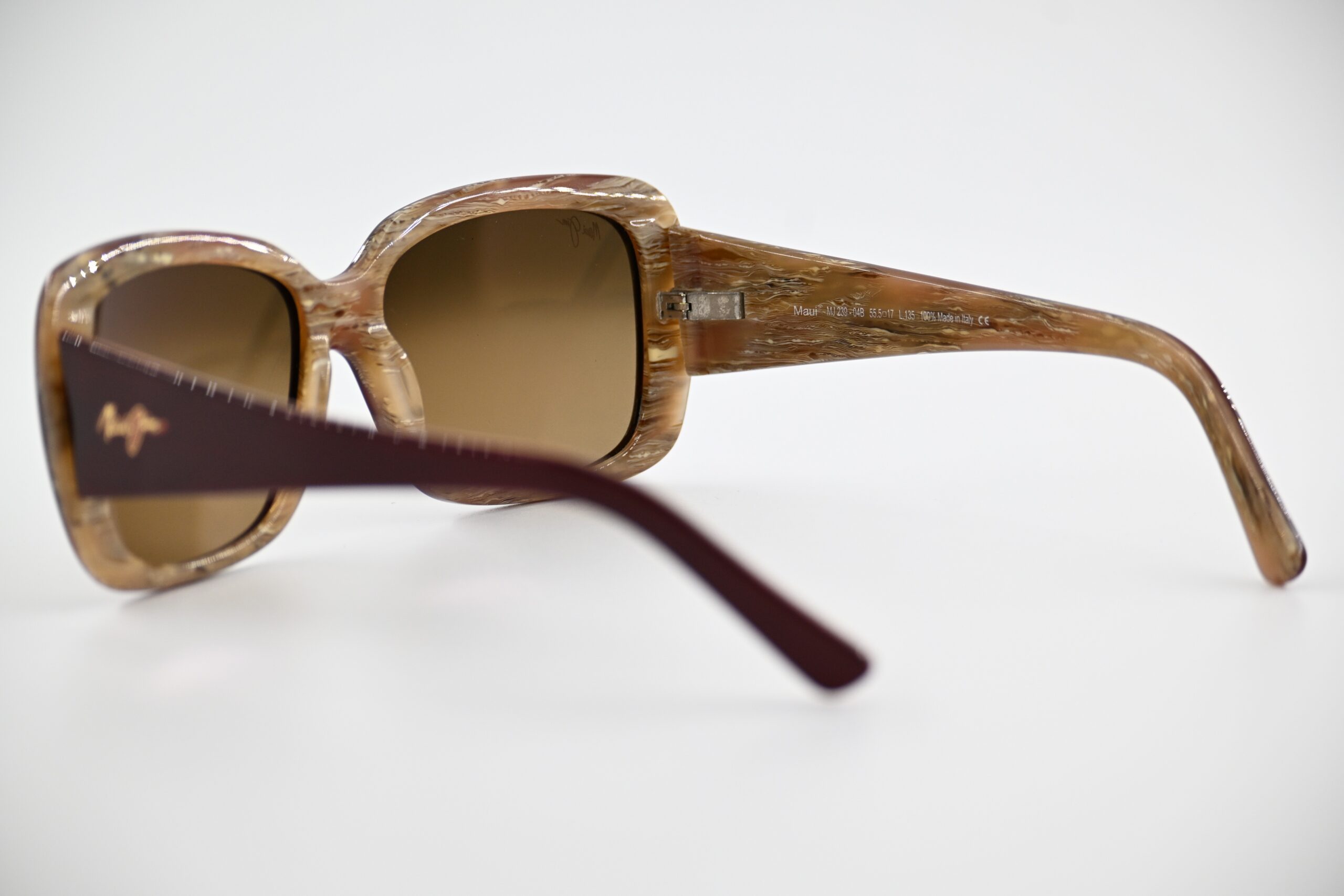 Maui Jim "Lani" MJ239-04B Sunglasses, Burgundy & Cream Layered Acetate, Made in Italy - Image 3