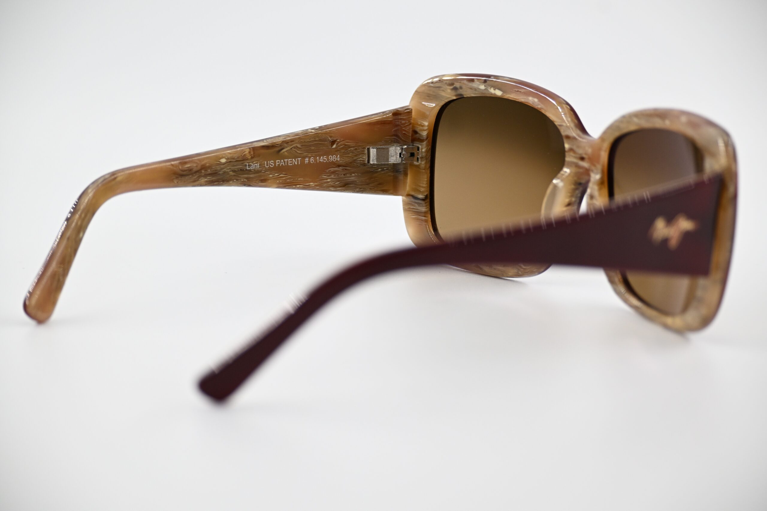 Maui Jim "Lani" MJ239-04B Sunglasses, Burgundy & Cream Layered Acetate, Made in Italy - Image 5