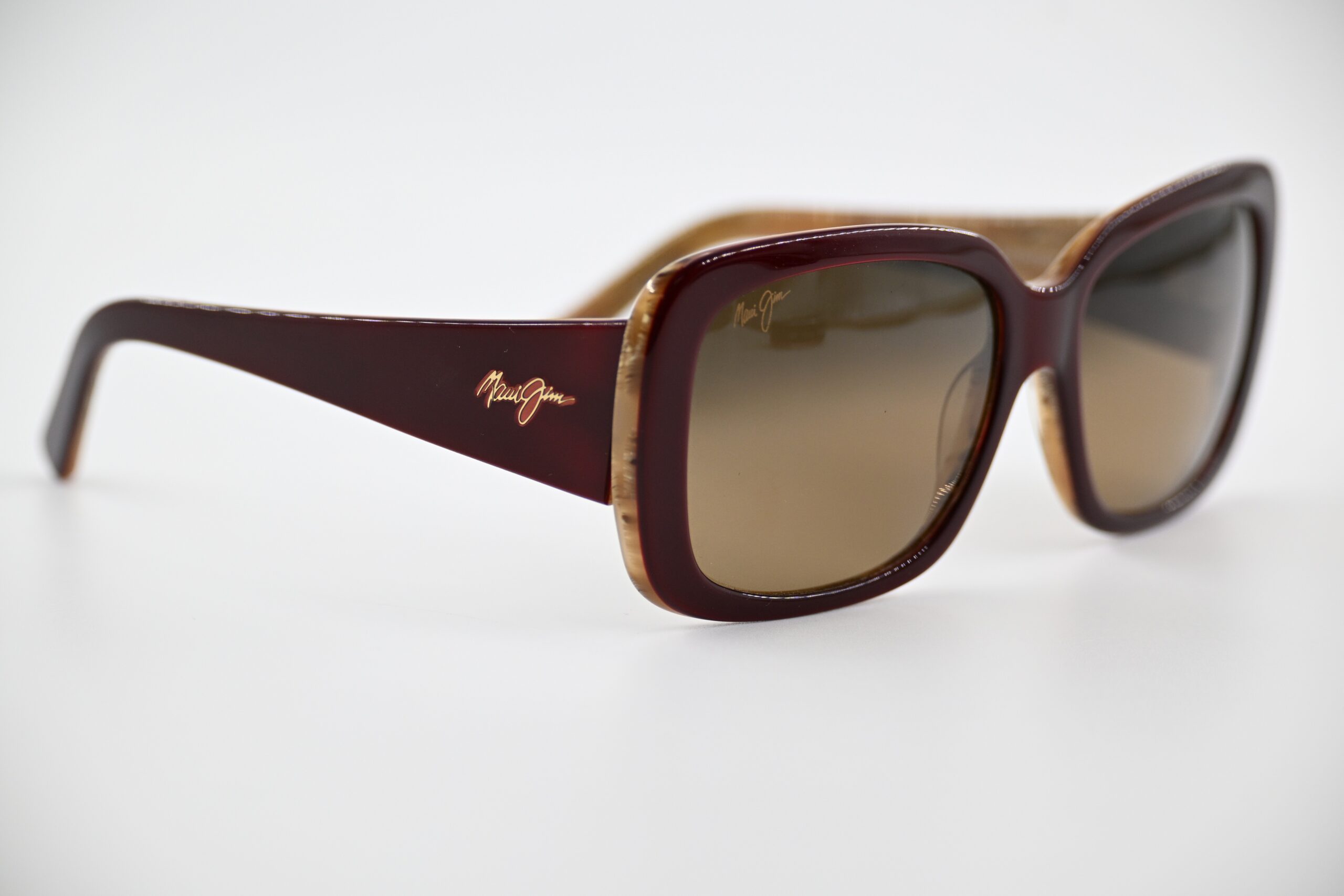 Maui Jim "Lani" MJ239-04B Sunglasses, Burgundy & Cream Layered Acetate, Made in Italy - Image 6