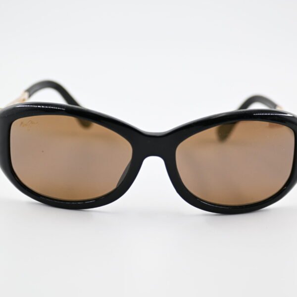 Maui Jim MJ215-16 Vintage Black Oval Sunglasses with Gold Bamboo Temples, Made in Japan