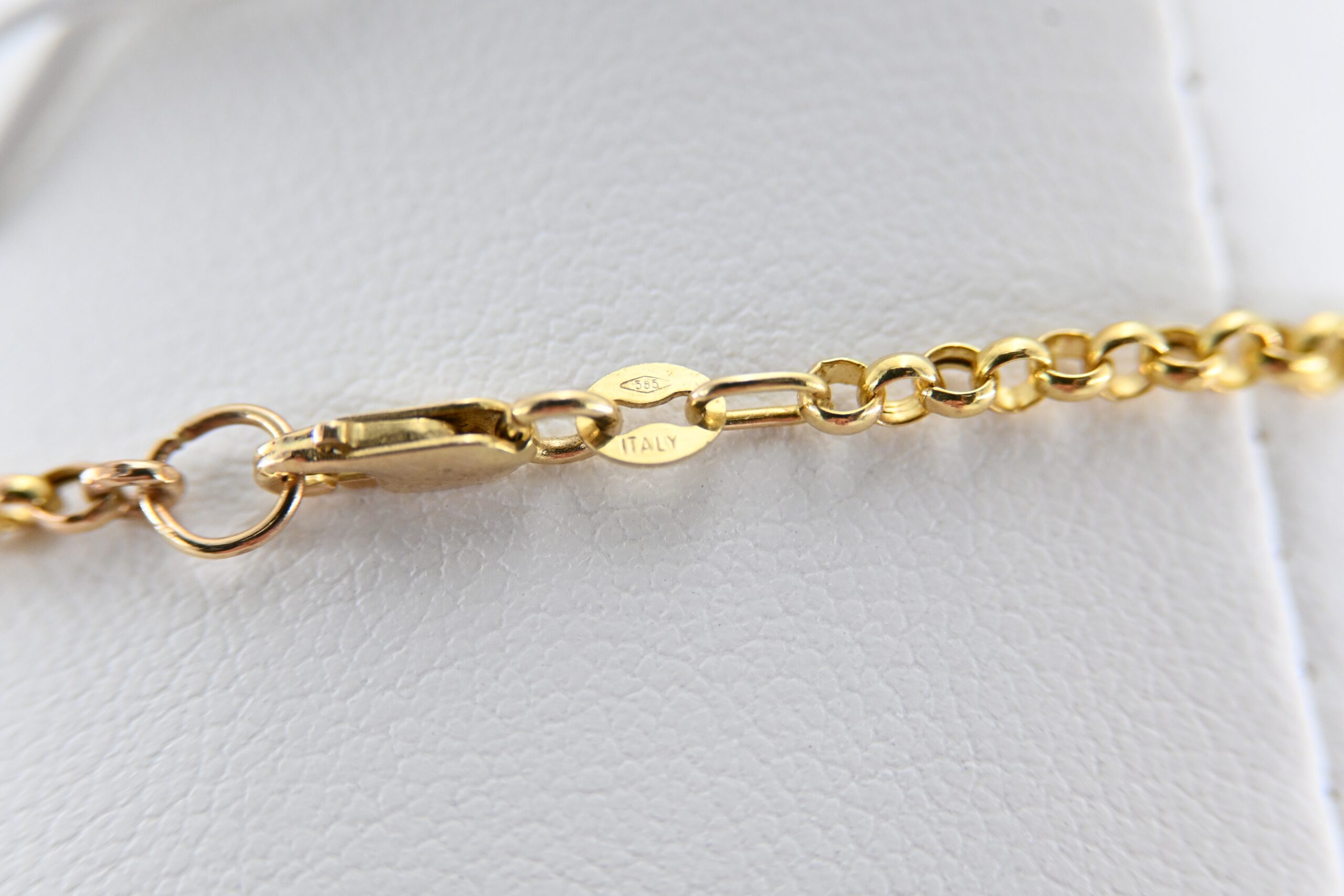 14K Italian Gold Pearl Station Necklace with Fluted Oval Beads - Image 5