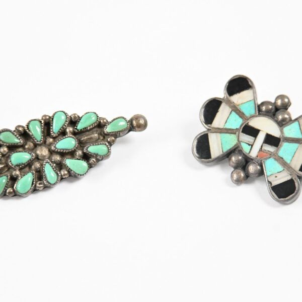 2 Native American Sterling Silver and Turquoise Pins5