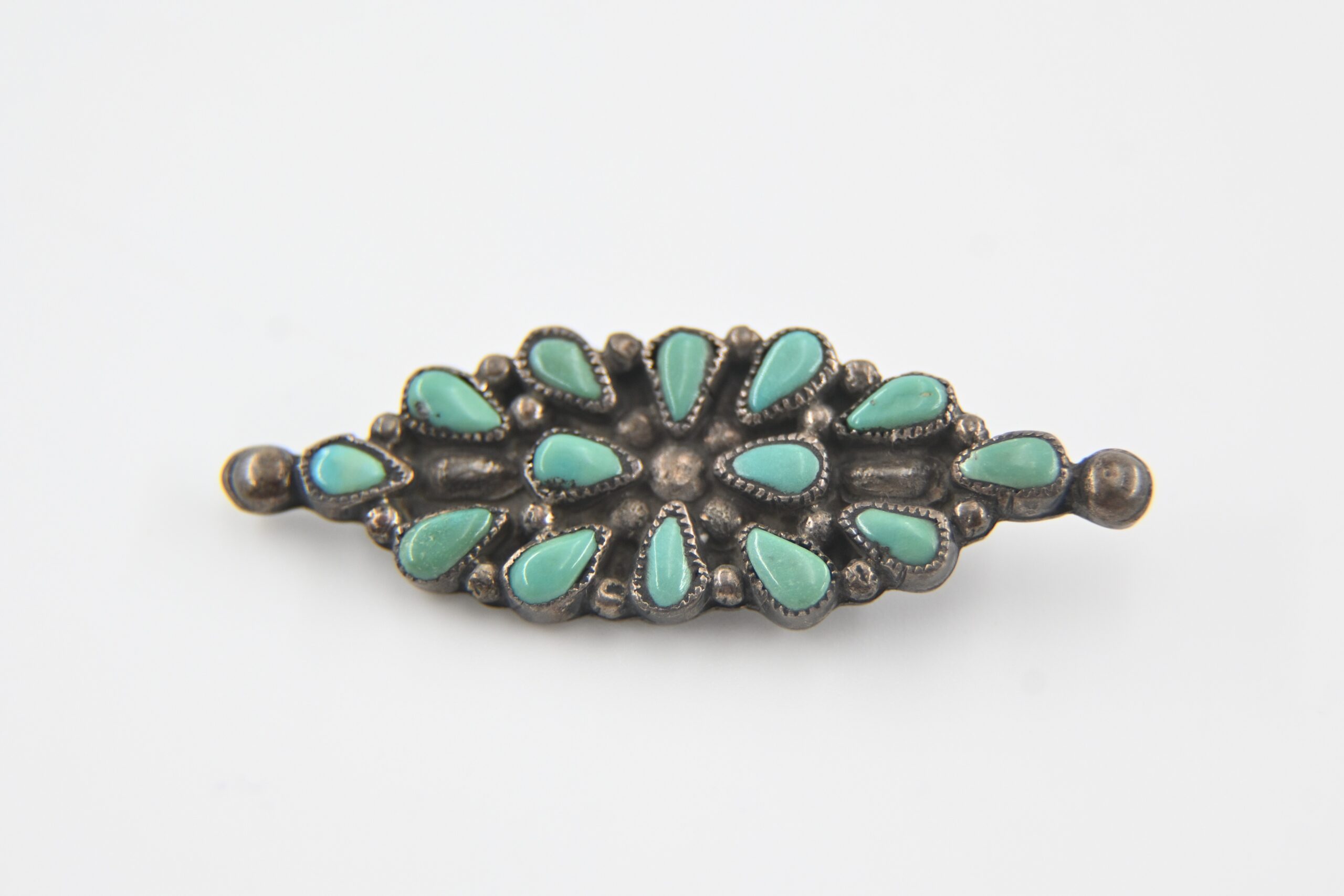 2 Native American Sterling Silver and Turquoise Pins - Image 2