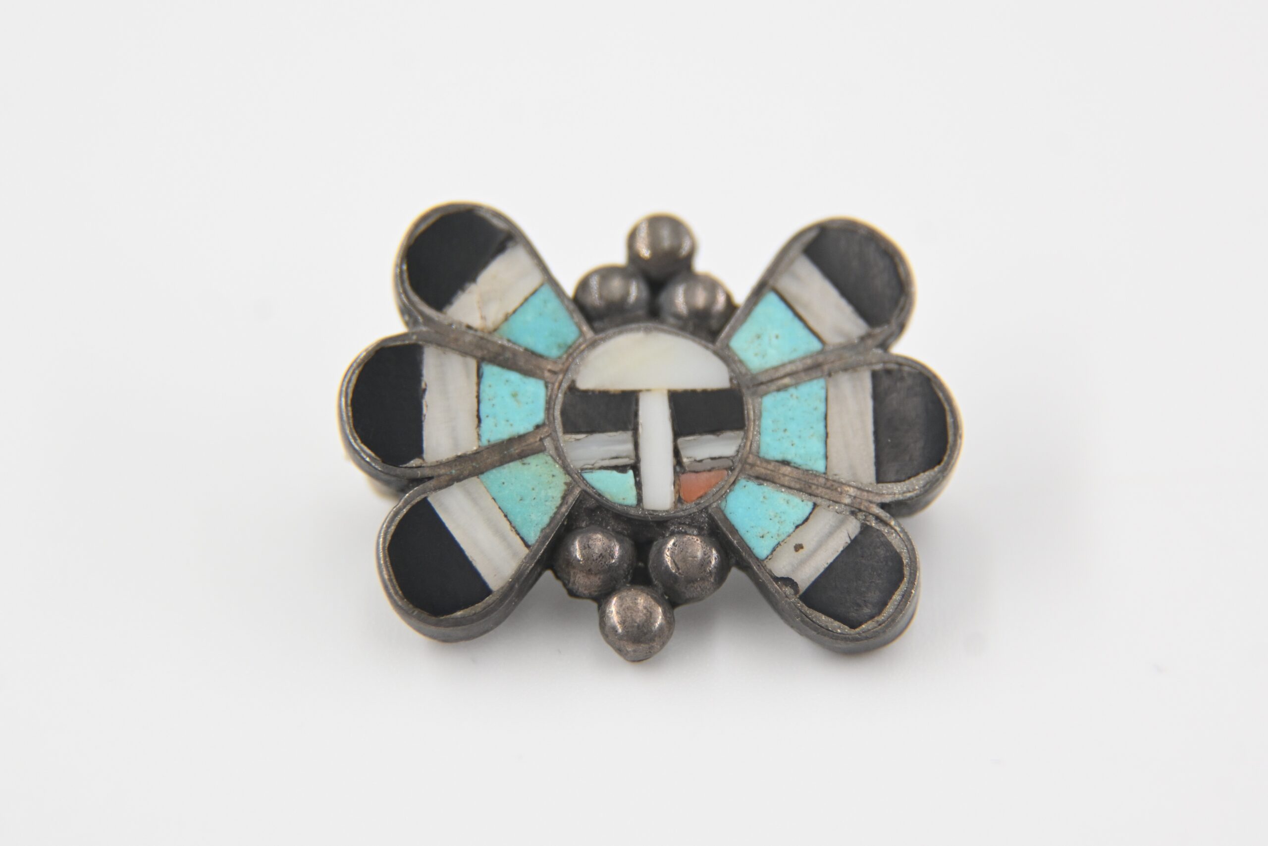2 Native American Sterling Silver and Turquoise Pins - Image 3