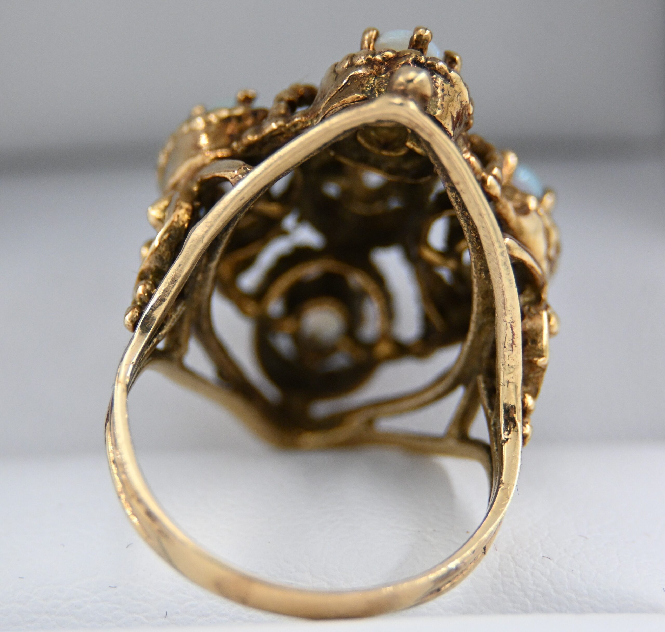Vintage 14K Yellow Gold Five Stone Opal Cluster Cocktail Ring - Image 3