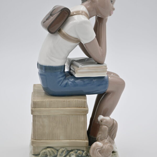 Lladro Porcelain Figurine Pensive Schoolboy with Dog, #5250 3