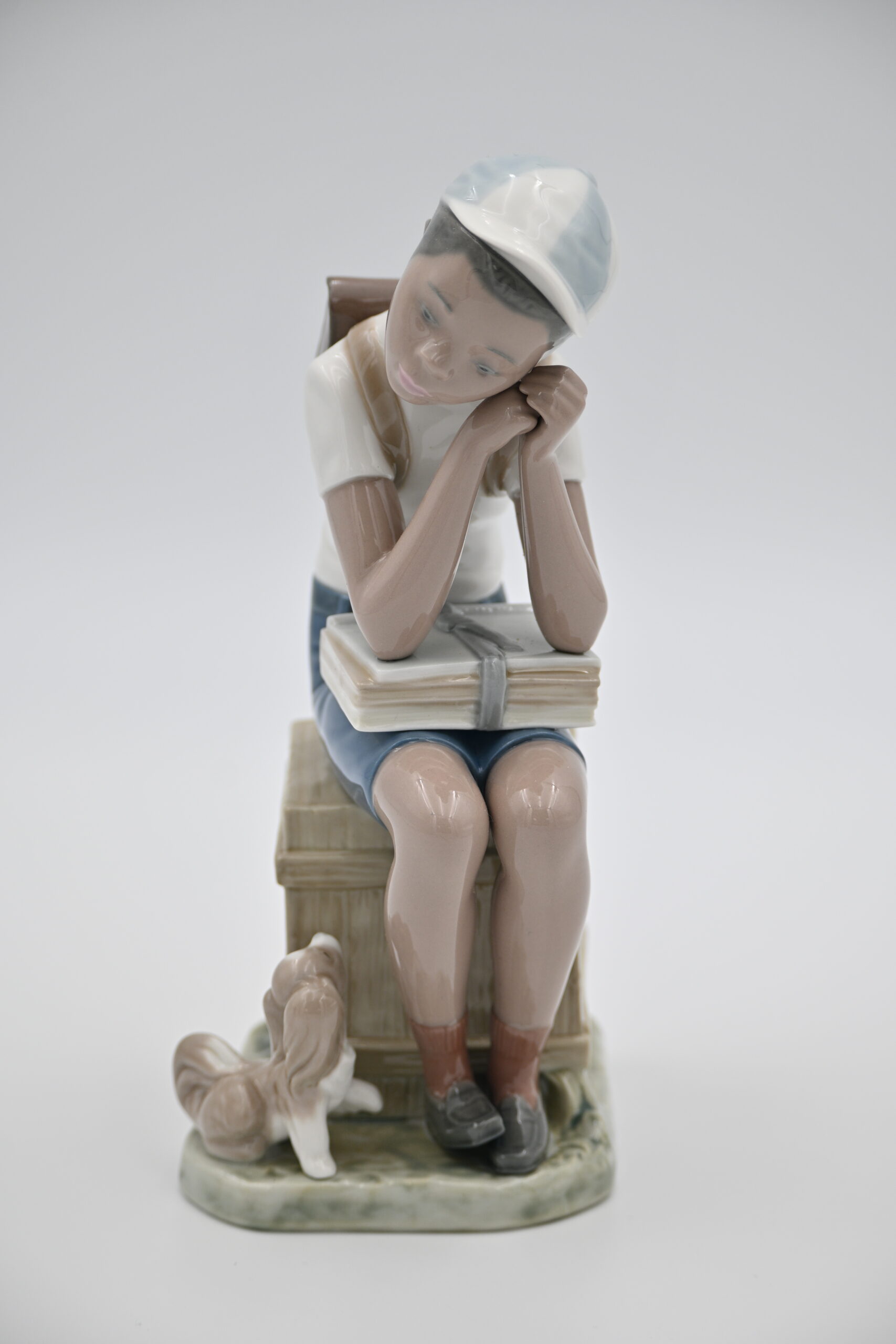 Lladro Porcelain Figurine Pensive Schoolboy with Dog, #5250 - Image 6