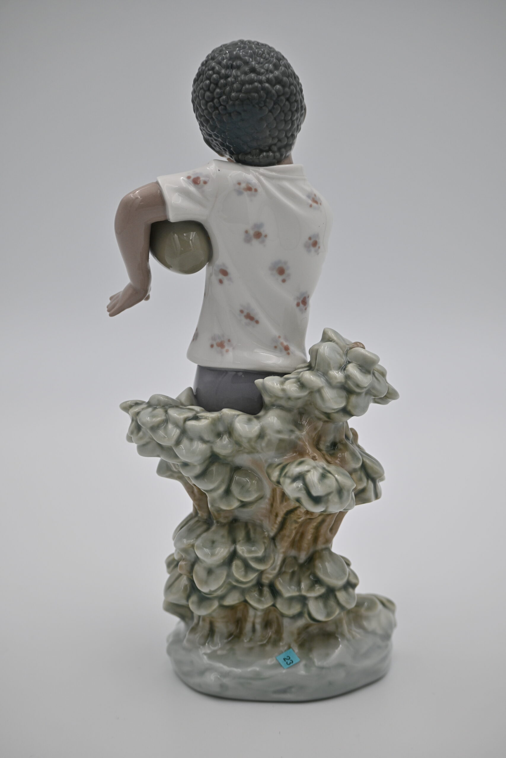 Lladro Porcelain Figurine Boy with Tambourine Dancing by Tree - Image 3