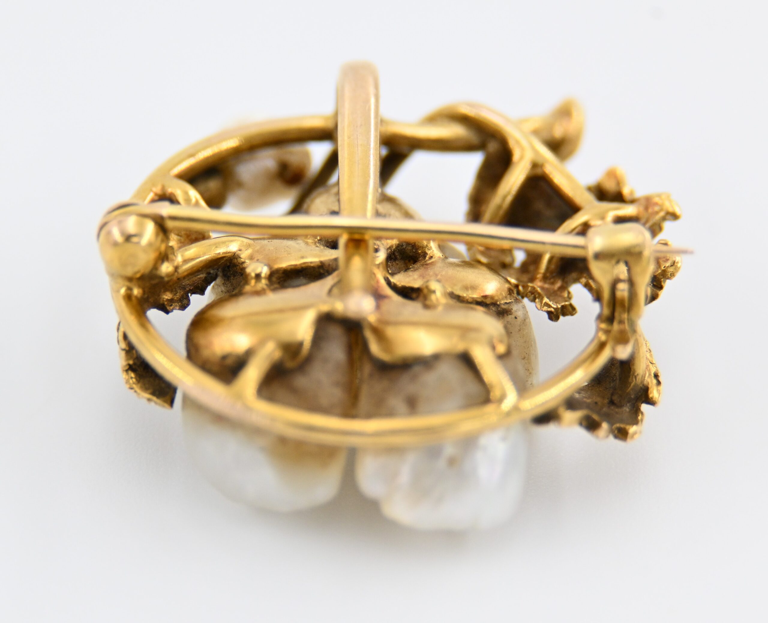 Antique Art Nouveau Gold Mississippi River Baroque Pearl & Diamond Brooch - Image 6