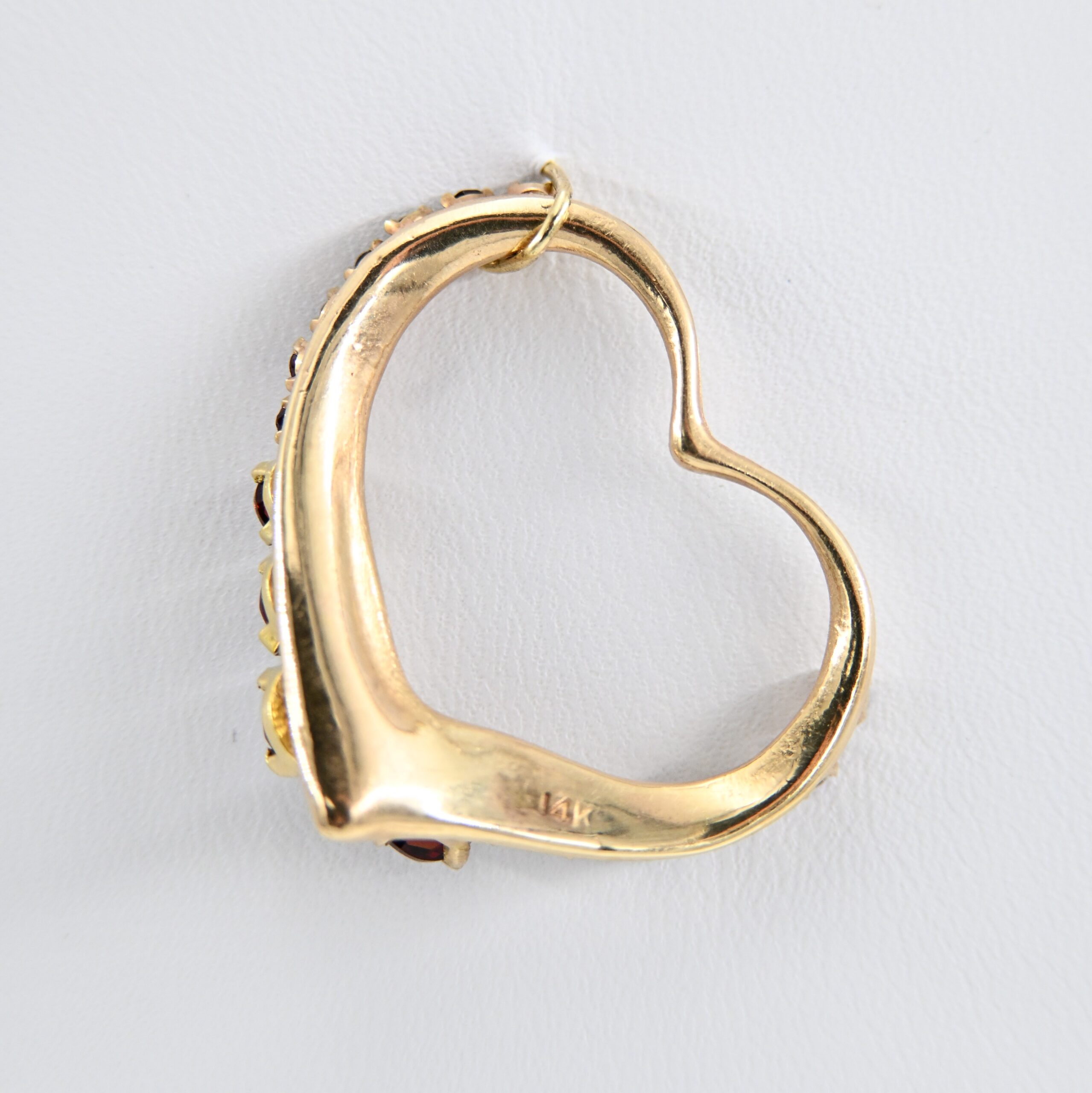 14K Yellow Gold Open Heart Garnet Pendant - Image 2