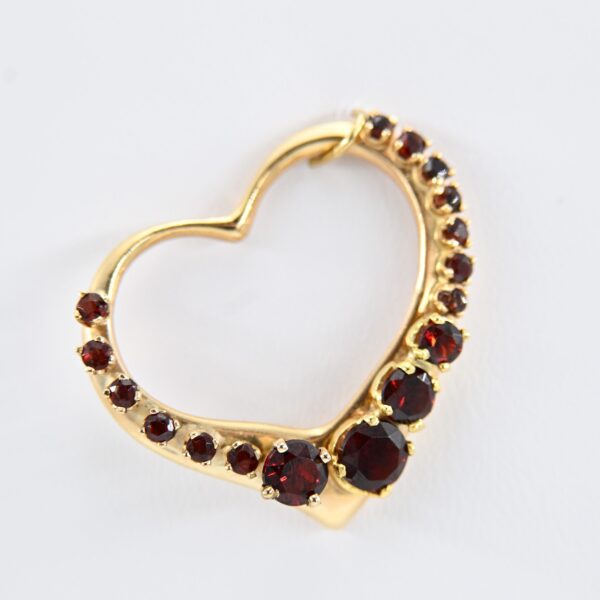 14K Yellow Gold Open Heart Garnet Pendant3