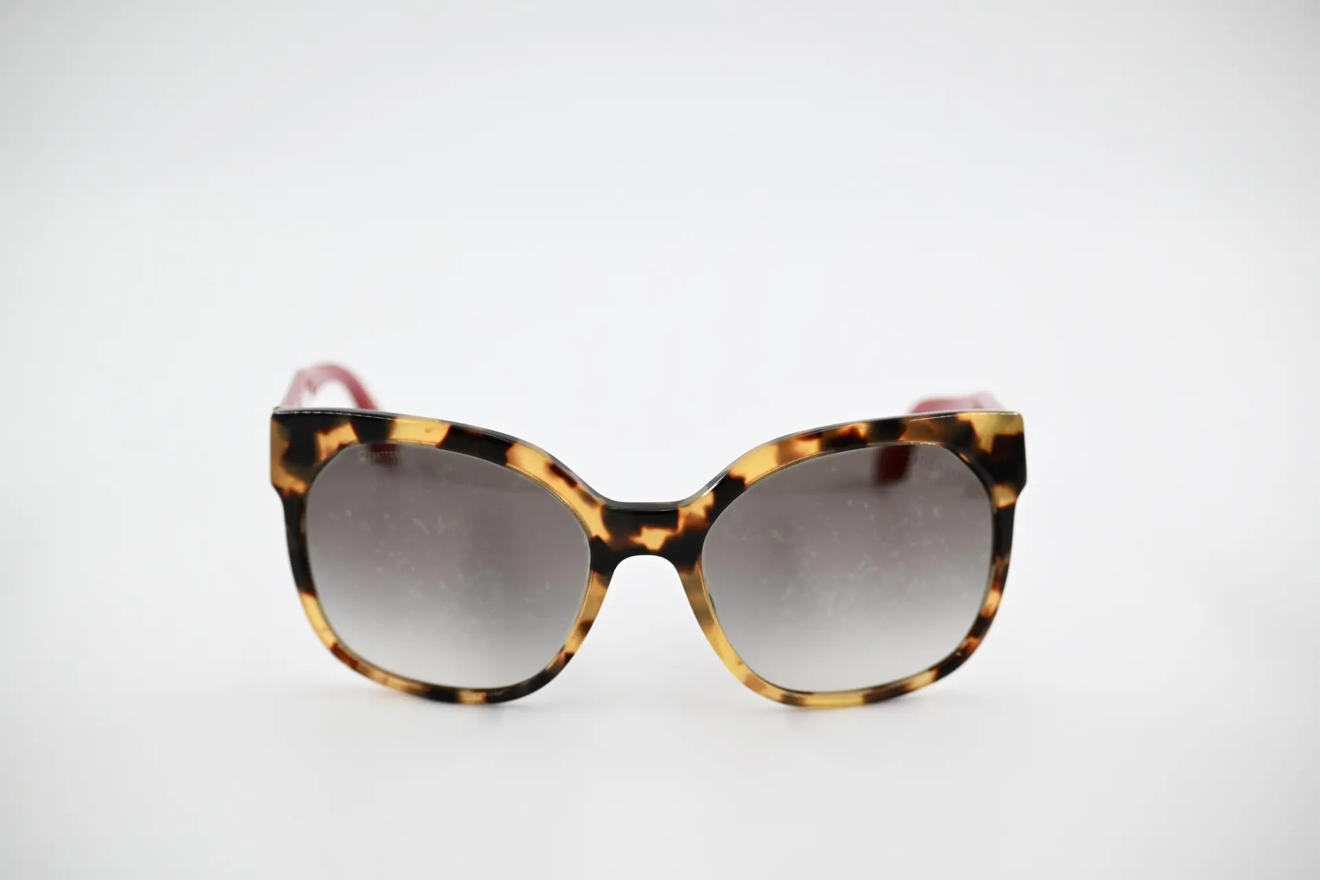 Prada SPR 10R Tortoise Sunglasses with Nude and Red Color-Block Temples