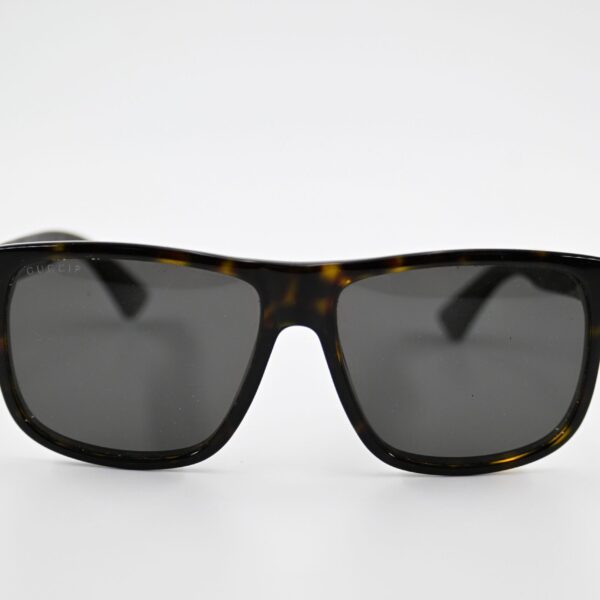 Gucci Tortoise Polarized Square Sunglasses with Signature Web Stripe