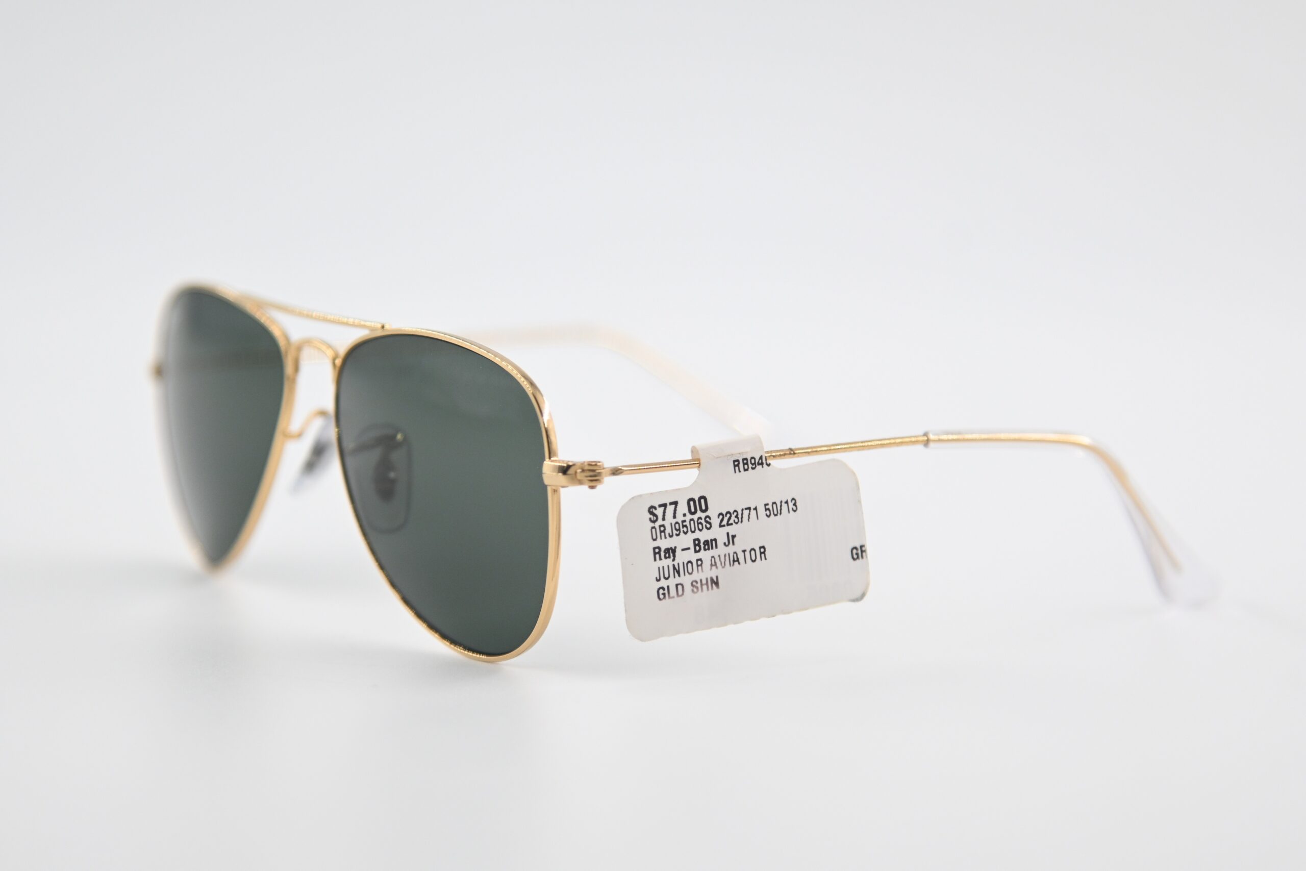 Ray-Ban Junior Aviator Sunglasses RJ9506S Gold Frame Green Lens - Image 2